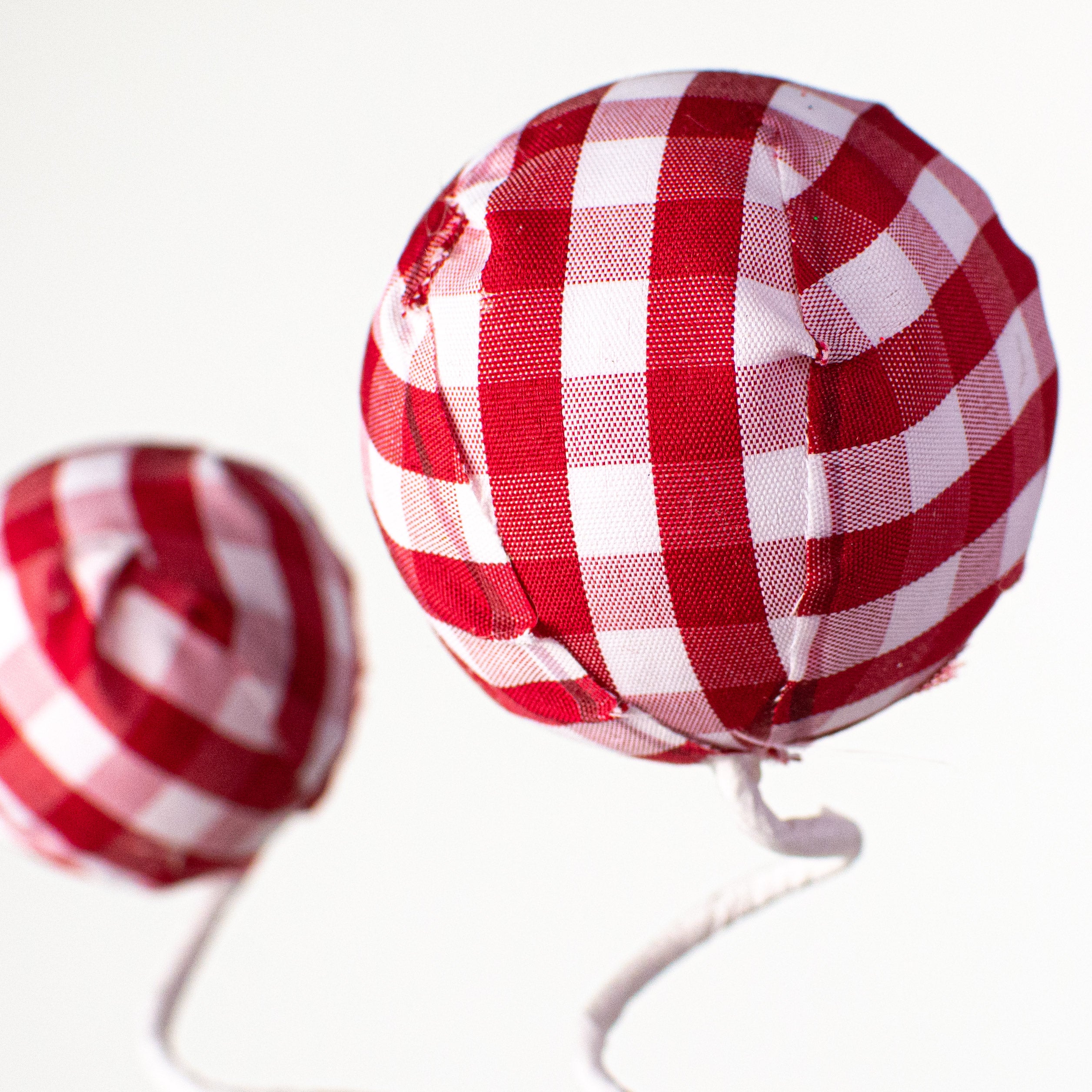 16" Gingham Fabric Ball Pick: Red