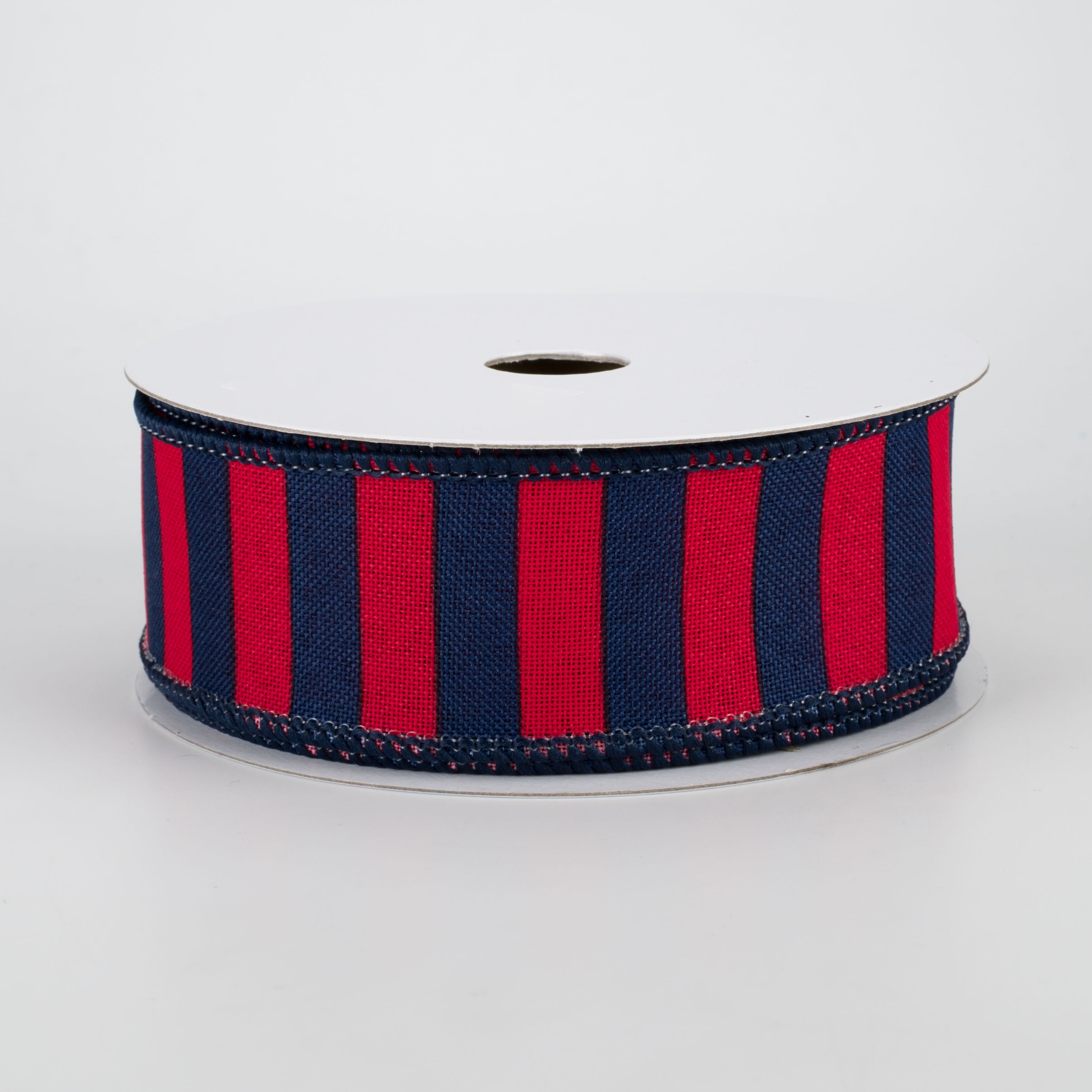 1.5" Medium Stripe Canvas Ribbon: Red & Navy (10 Yards)