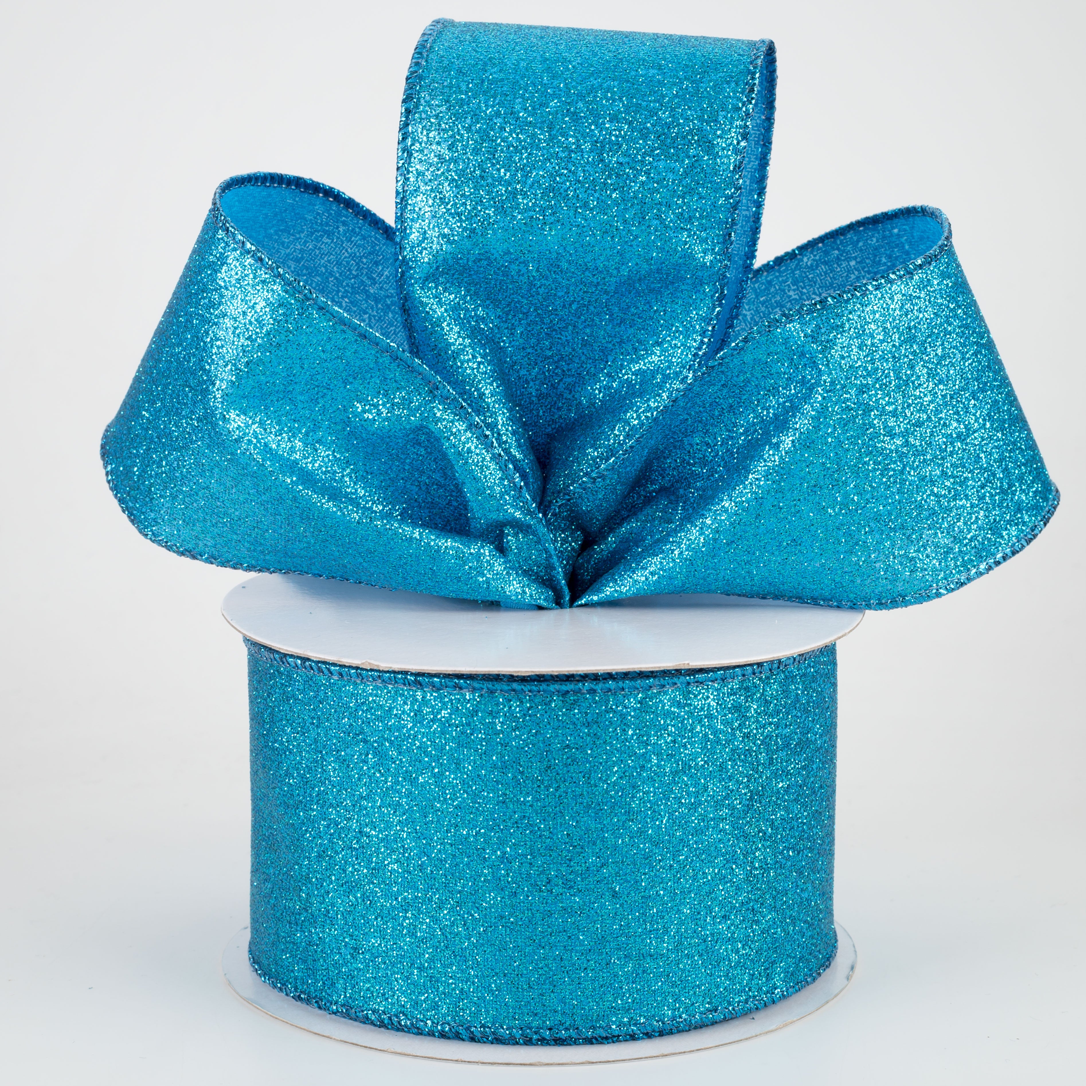 2.5" Shimmer Glitter Ribbon: Turquoise (10 Yards)
