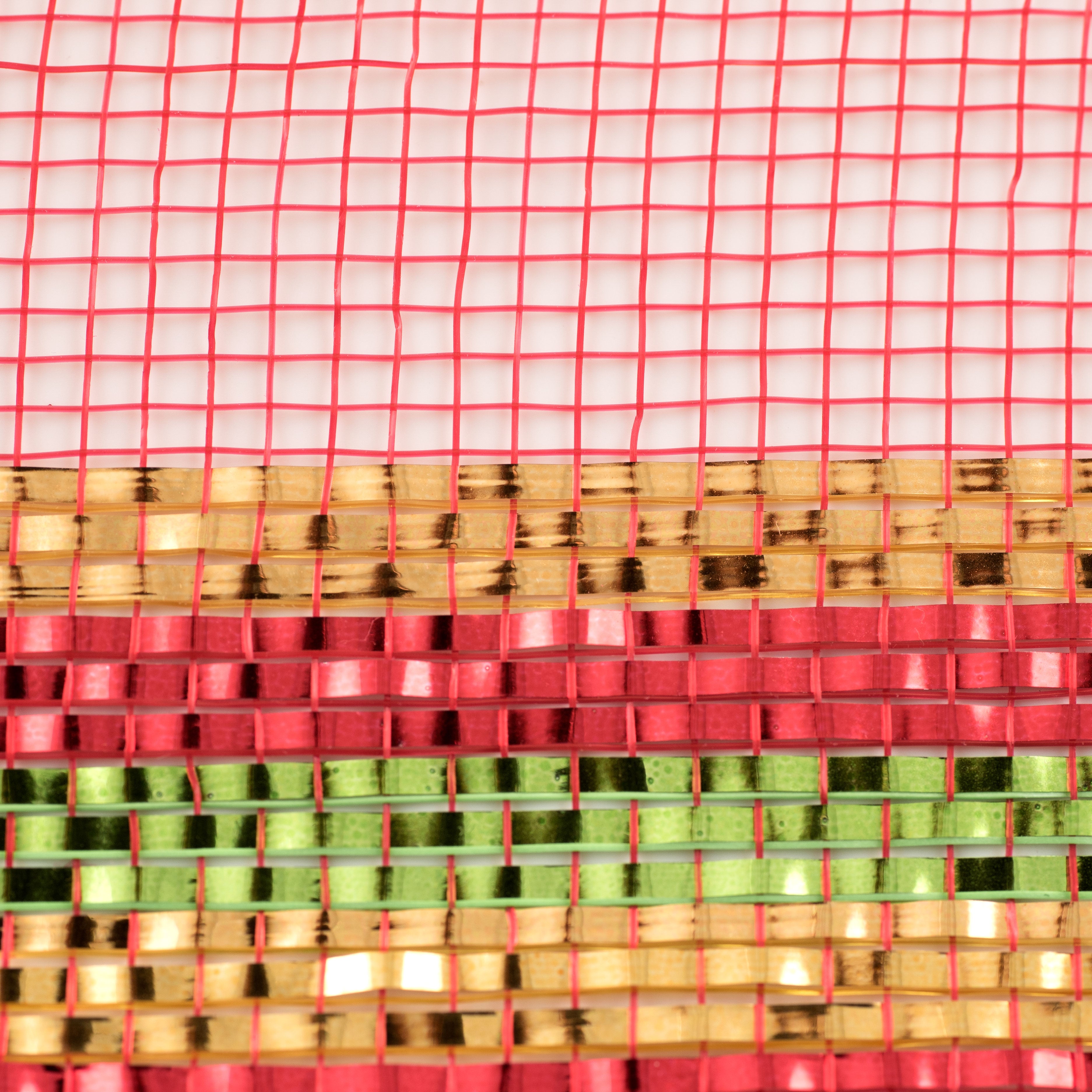 10" Border Stripe Metallic Mesh: Red, Lime, Gold