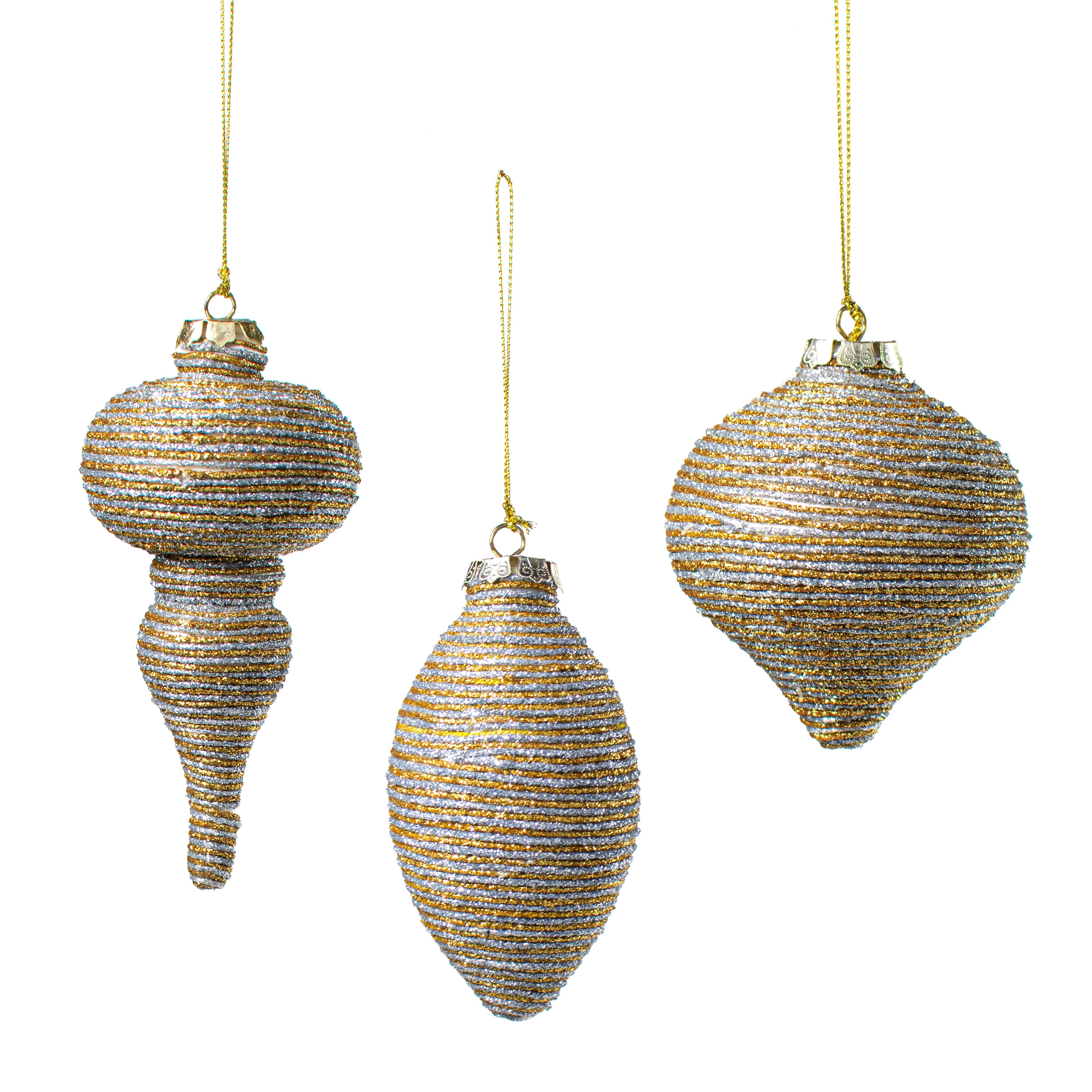 Glitter Rope Ornaments: Gold/Silver (Set of 3)