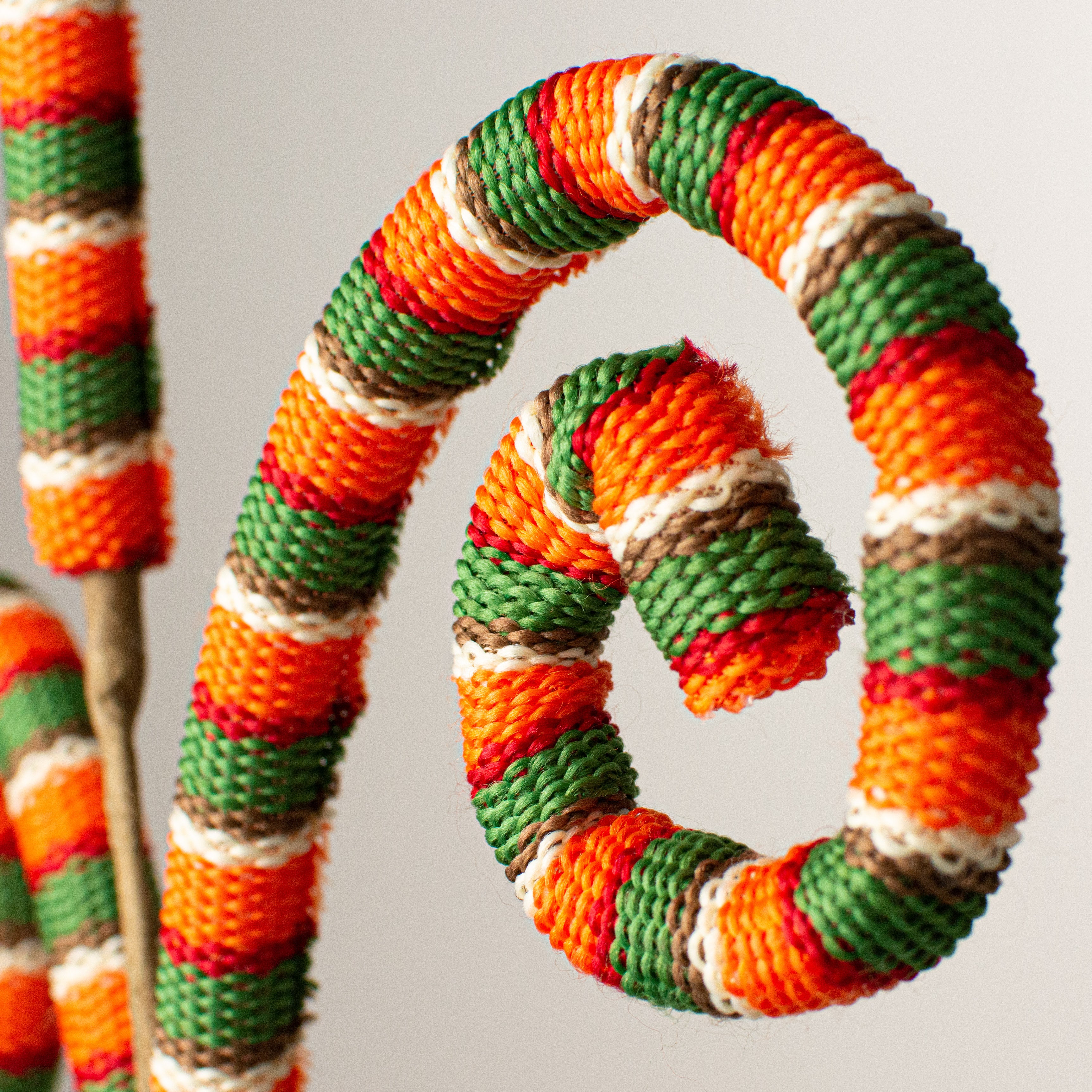 29" Woven Fabric Spiral Curly Spray: Orange, Green, White