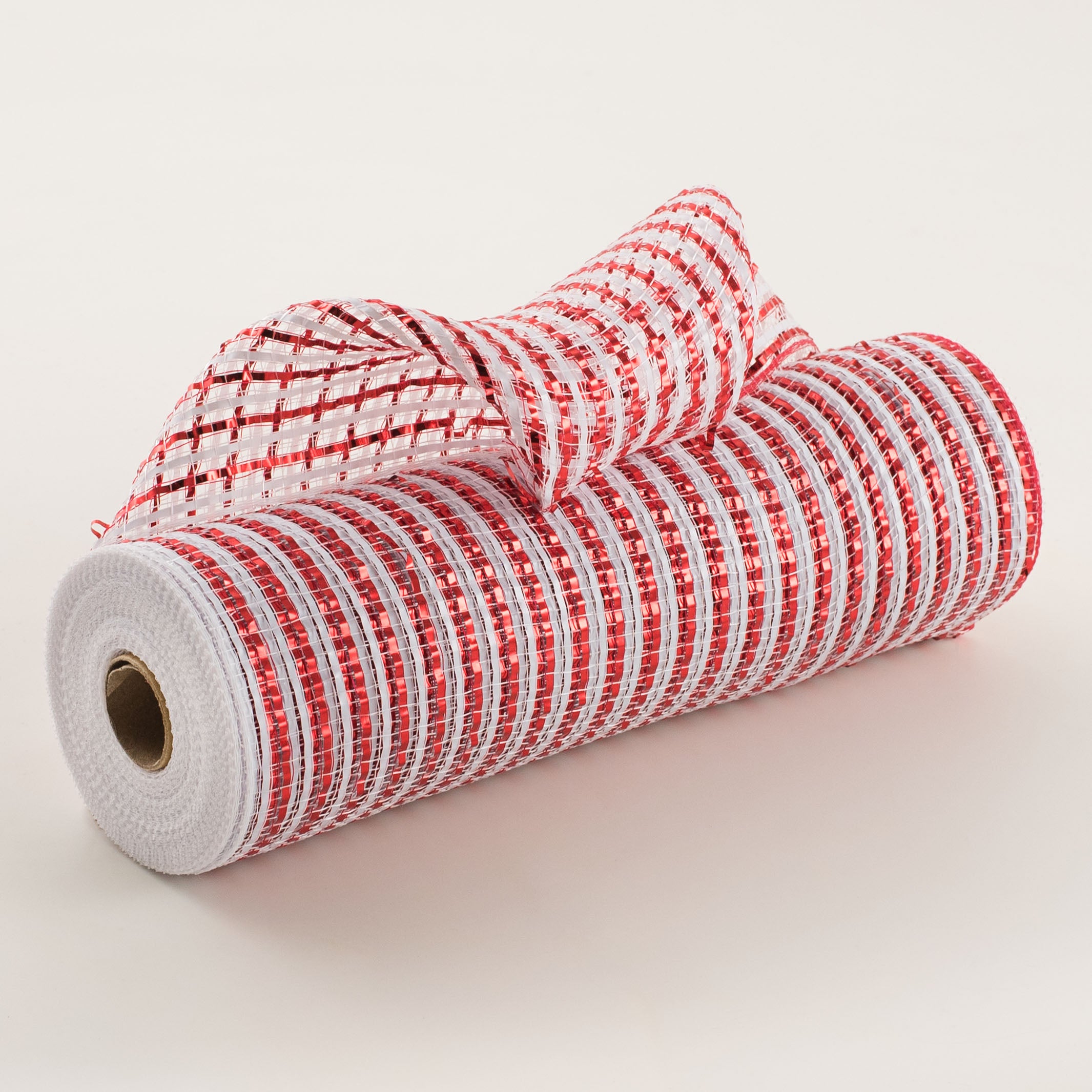 10" Thin Bold Stripe Deco Mesh: Red & White