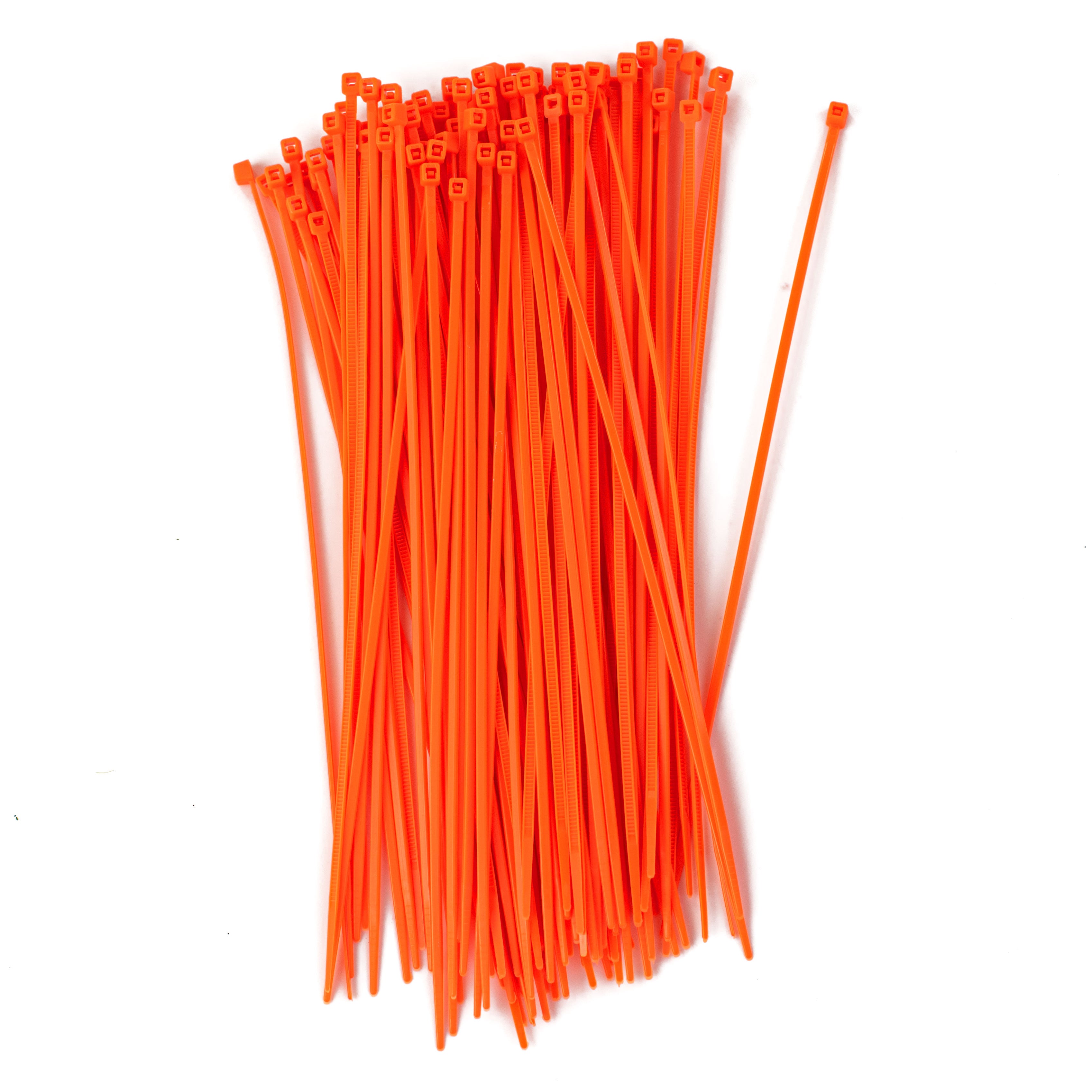 8" Zip Tie: Fluorescent Orange (100)