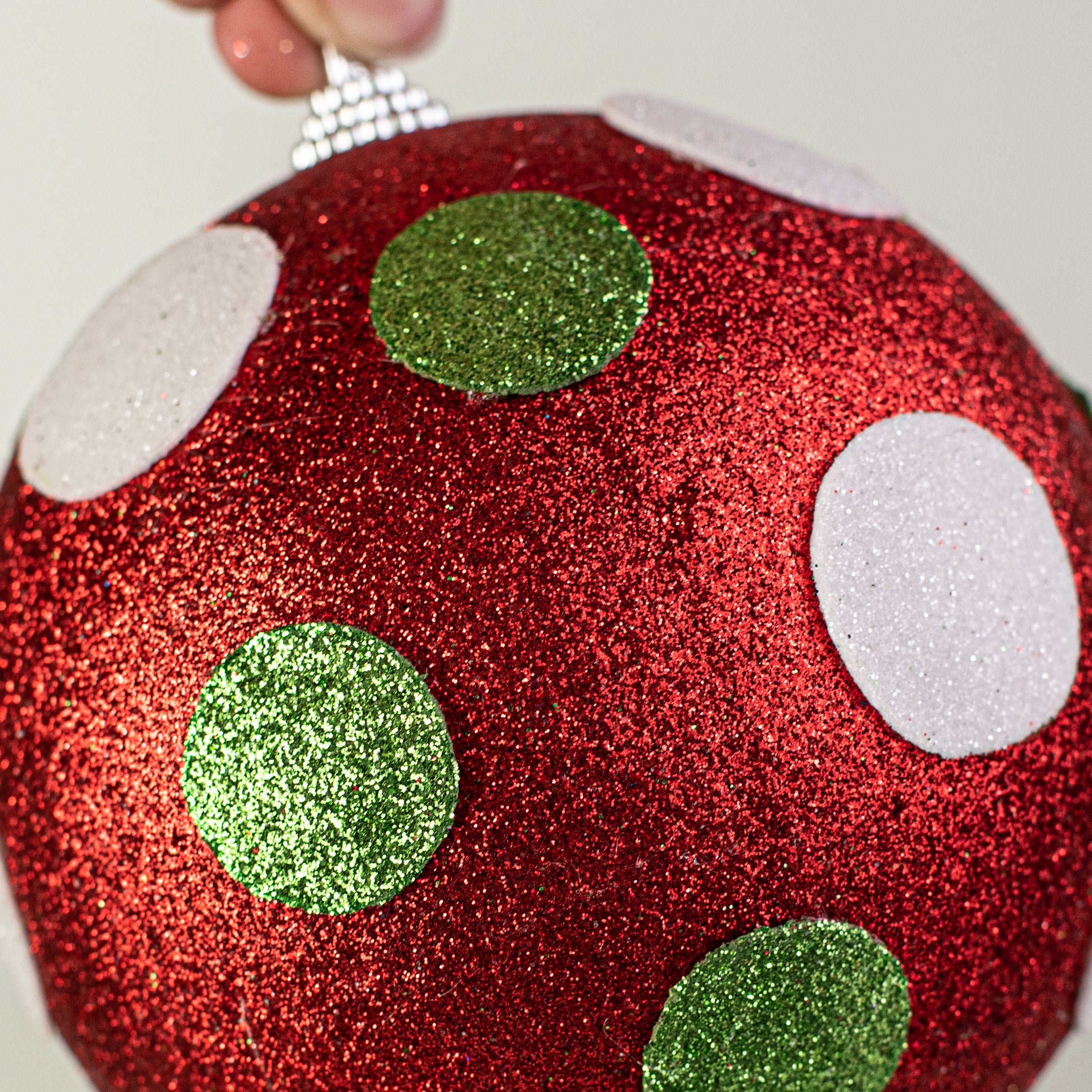 5" Polka Dot Ball Ornament: Red, Lime, White