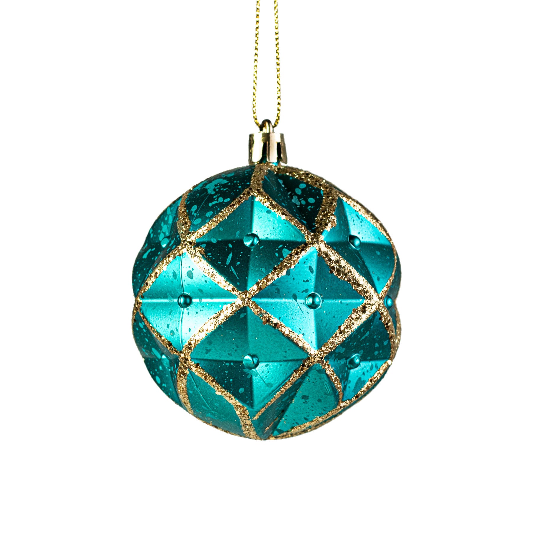 3" Diamond Pattern Ball Ornament: Blue