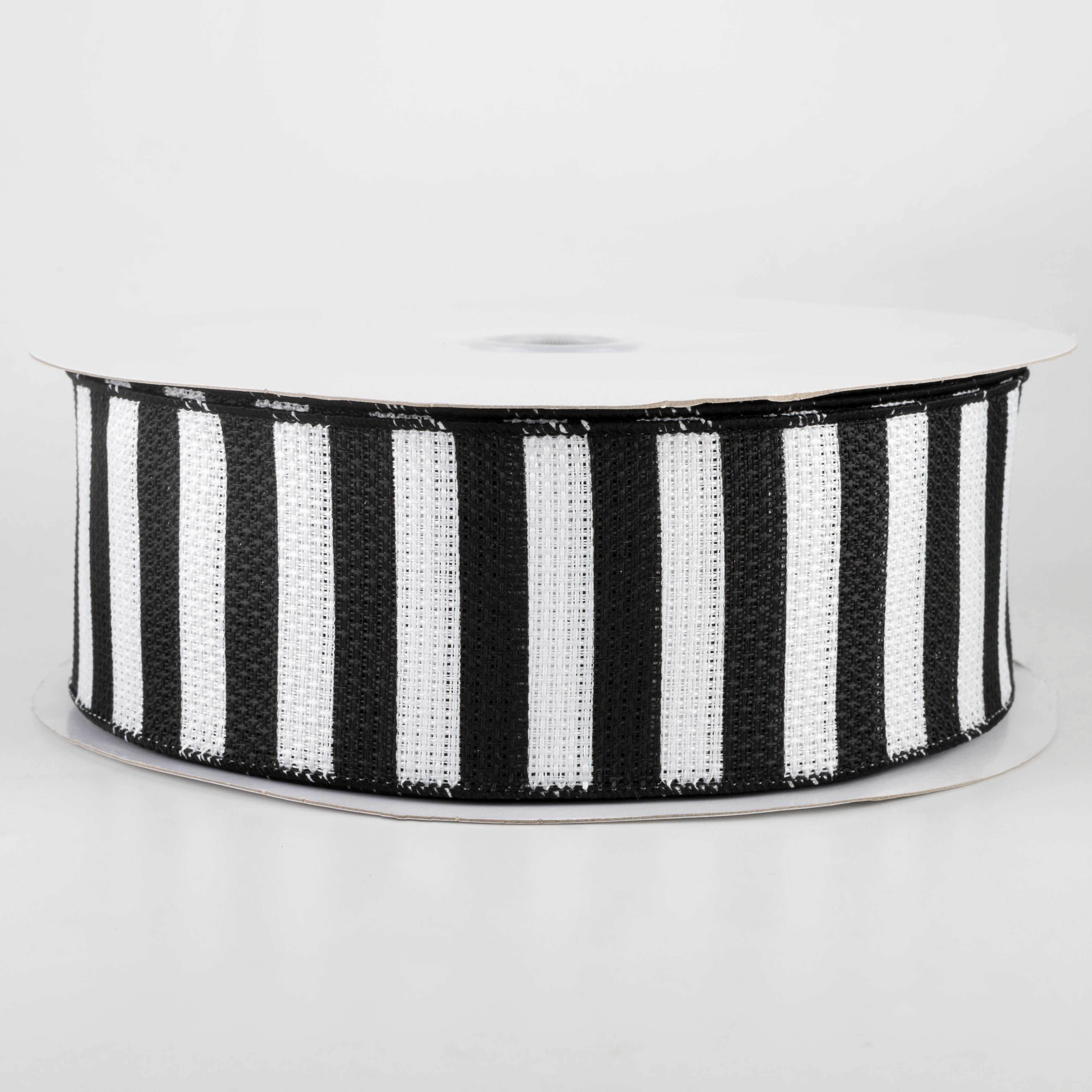 2.5" Horizontal Stripe Canvas Ribbon: Black & White (50 Yards)