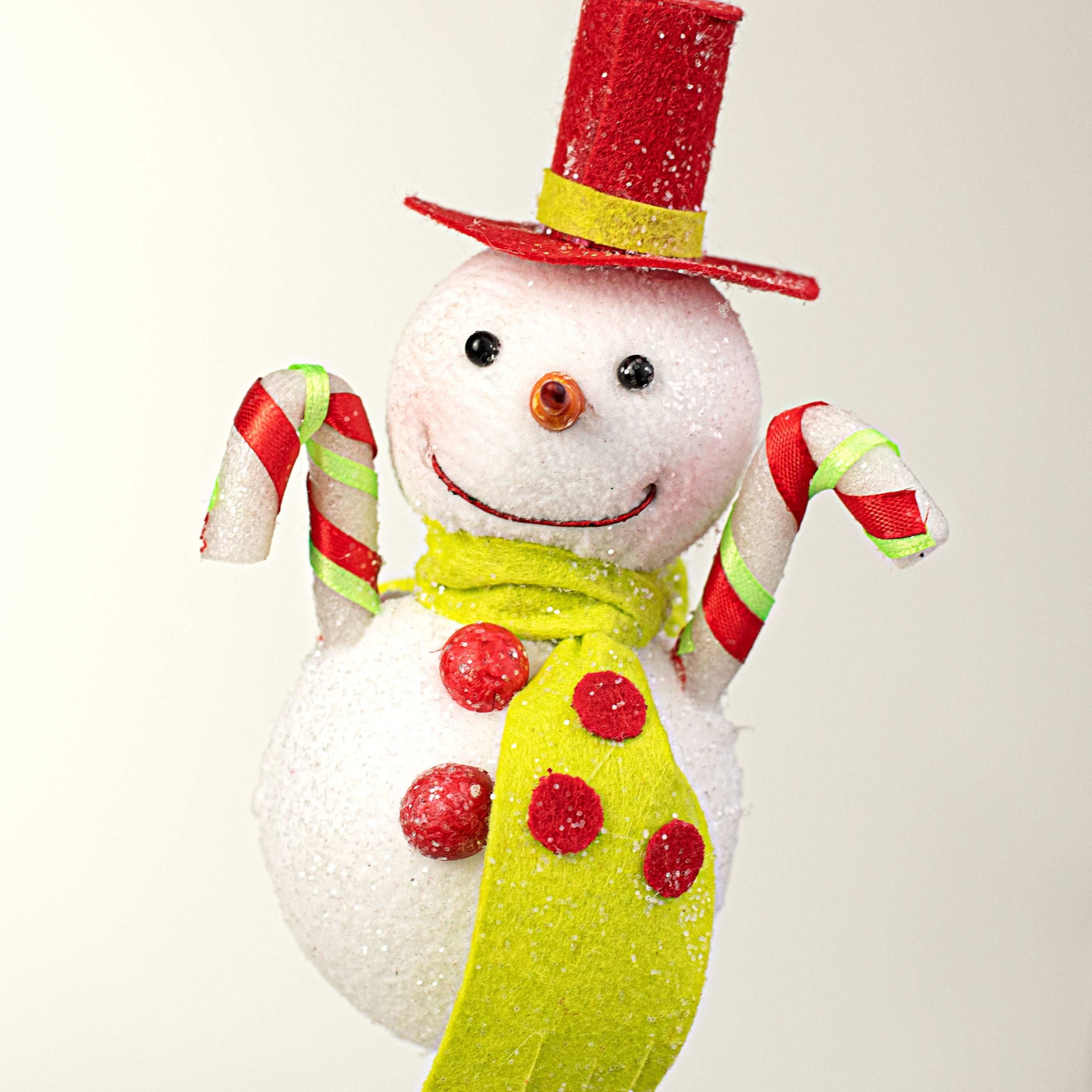 6" Snowman Ornament: Red & Green