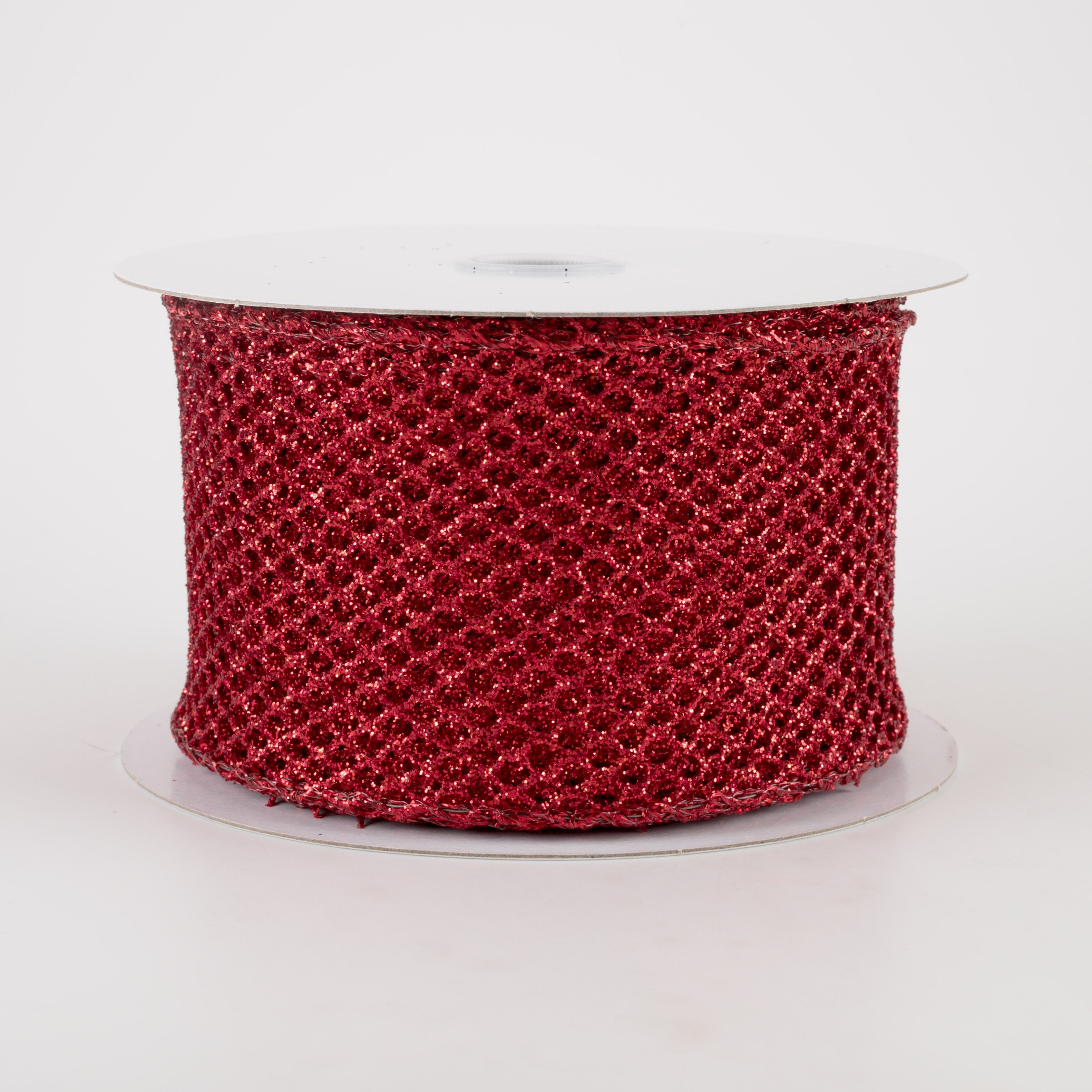 2.5" Glitter Netting Ribbon: Red (10 Yards)