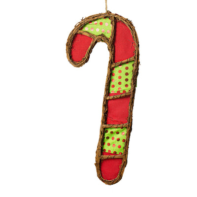 21" Grapevine Hanger: Red & Lime Candy Cane