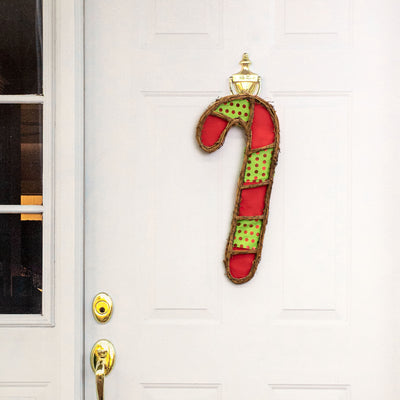 21" Grapevine Hanger: Red & Lime Candy Cane