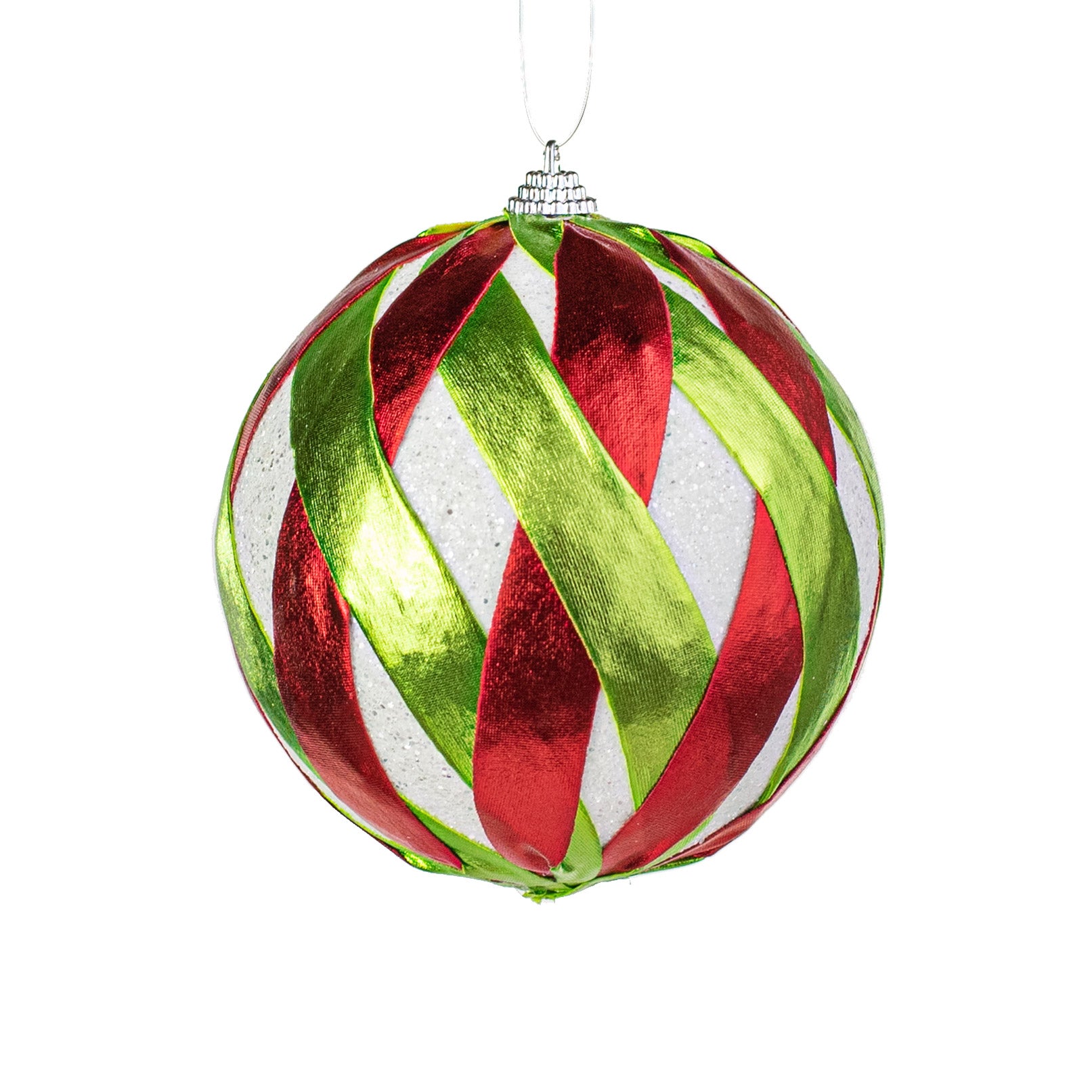 5" Metallic Lollipop Ball Ornament: Red & Green