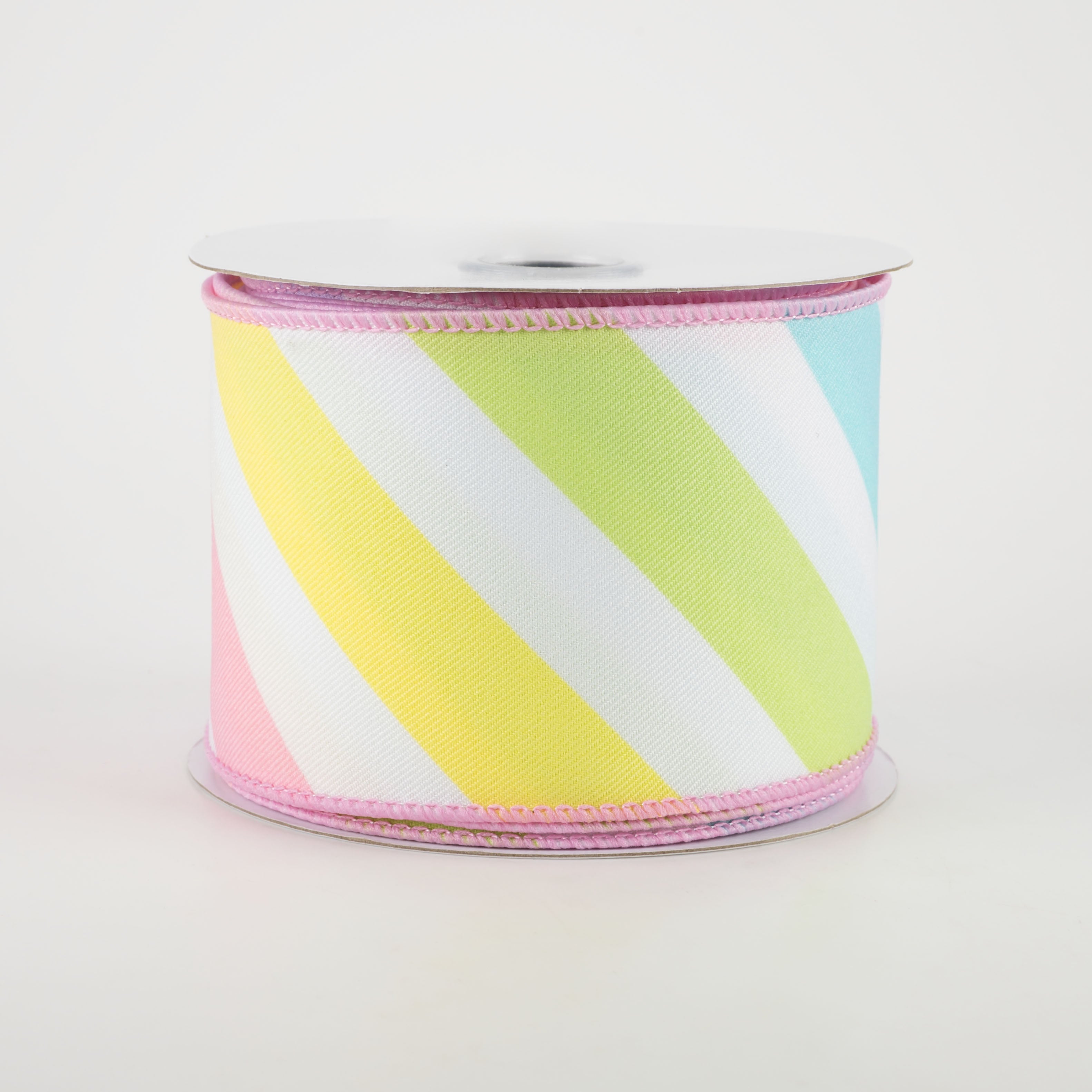 2.5" Large Diagonal Stripe Ribbon: Pastels (10 Yards)
