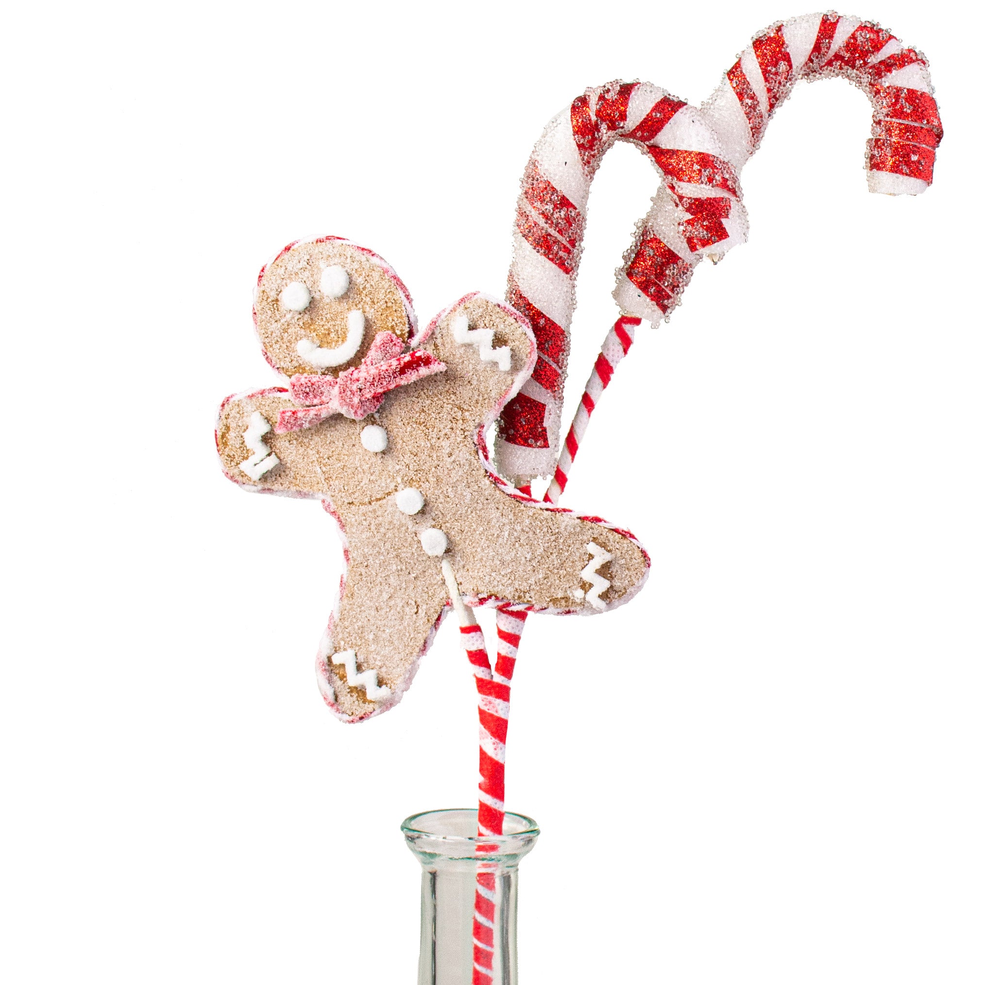 16" Peppermint Gingerbread Candy Cane Spray