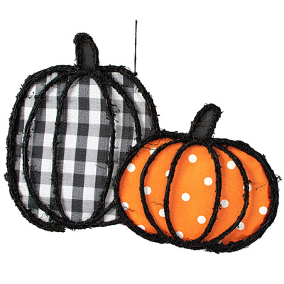 24" Grapevine Hanger: Check & Polka Dot Pumpkins