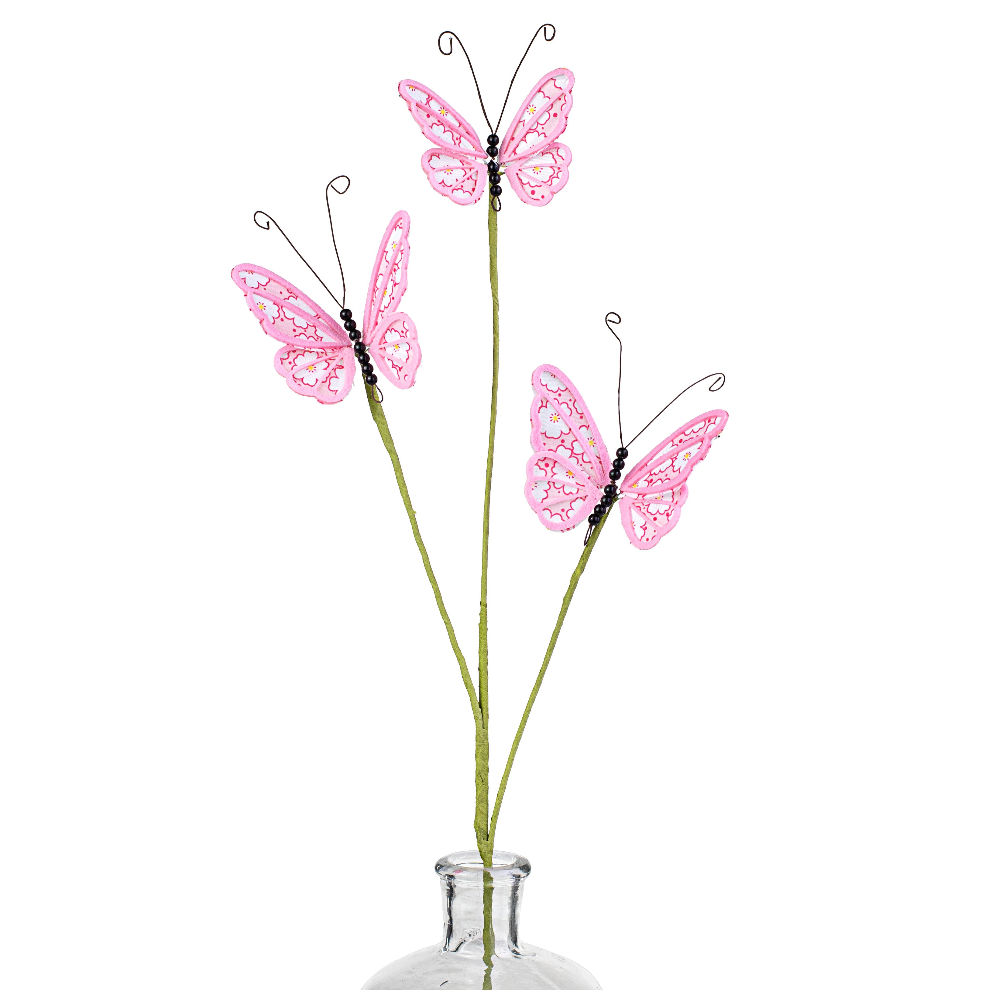 26" Floral Butterfly Spray: Pink