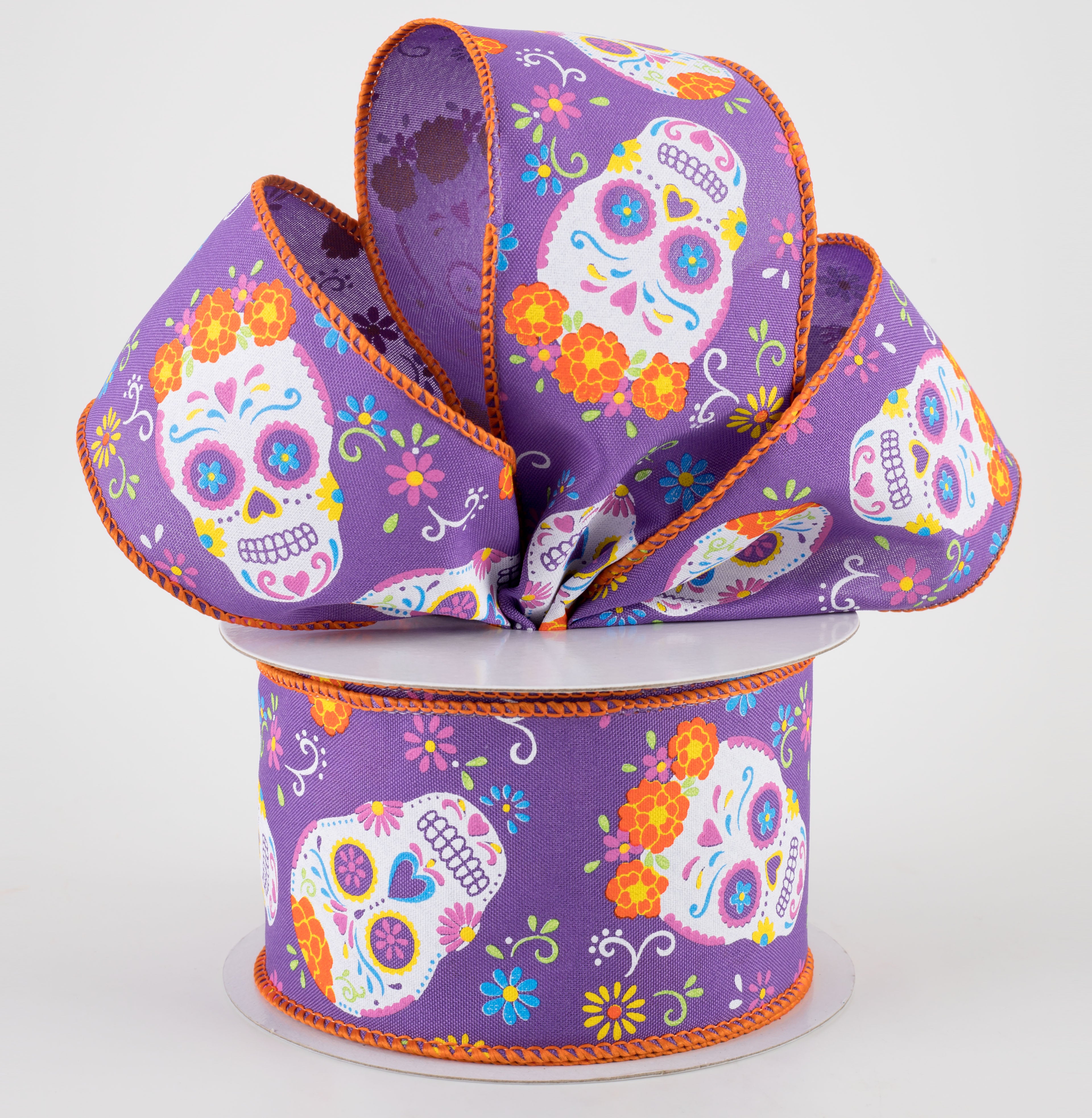 2.5" Day of the Dead Ribbon: Purple (10 Yards)
