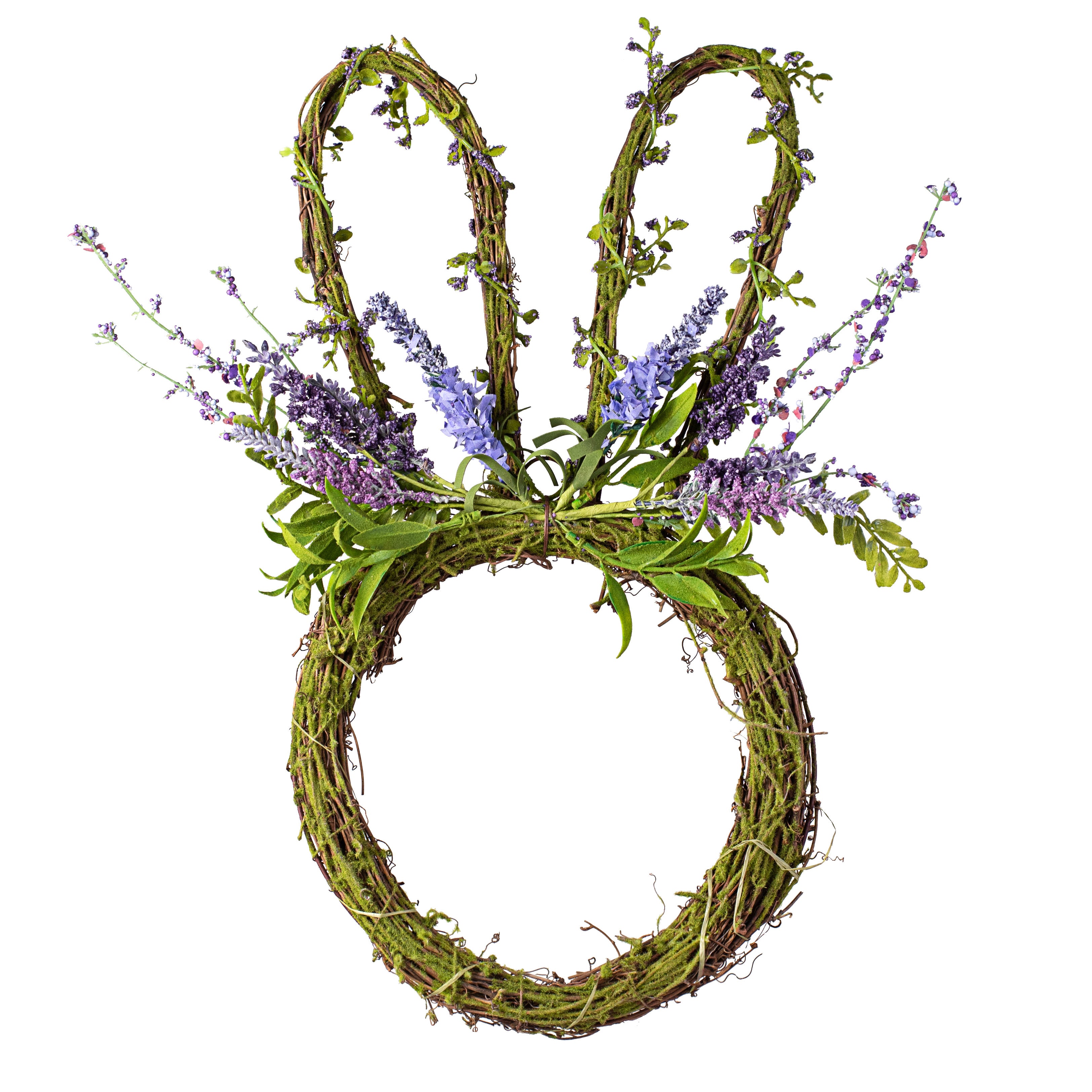 19.5" Twig Bunny Wreath with Lavender