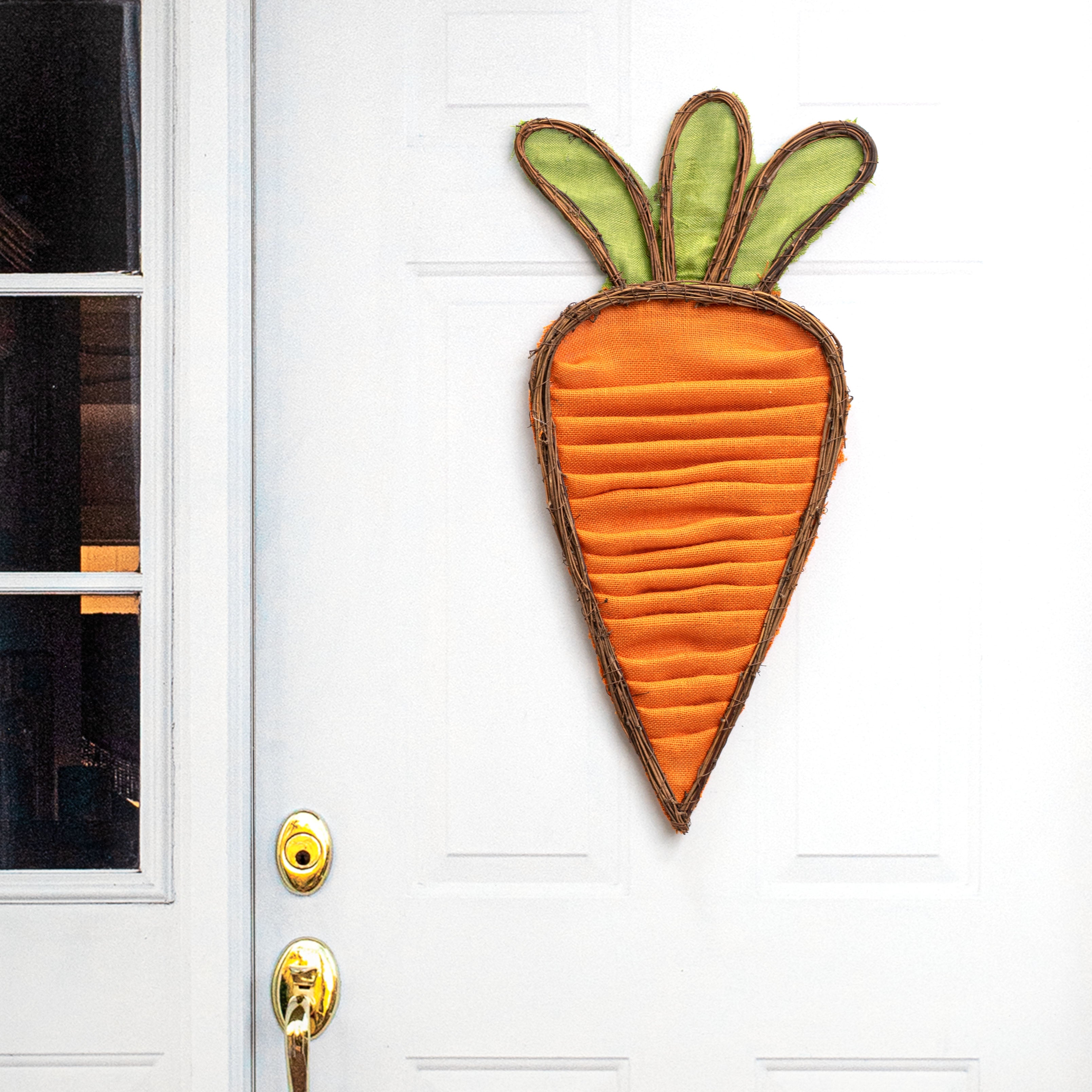 30" Layered Burlap Carrot Door Hanger