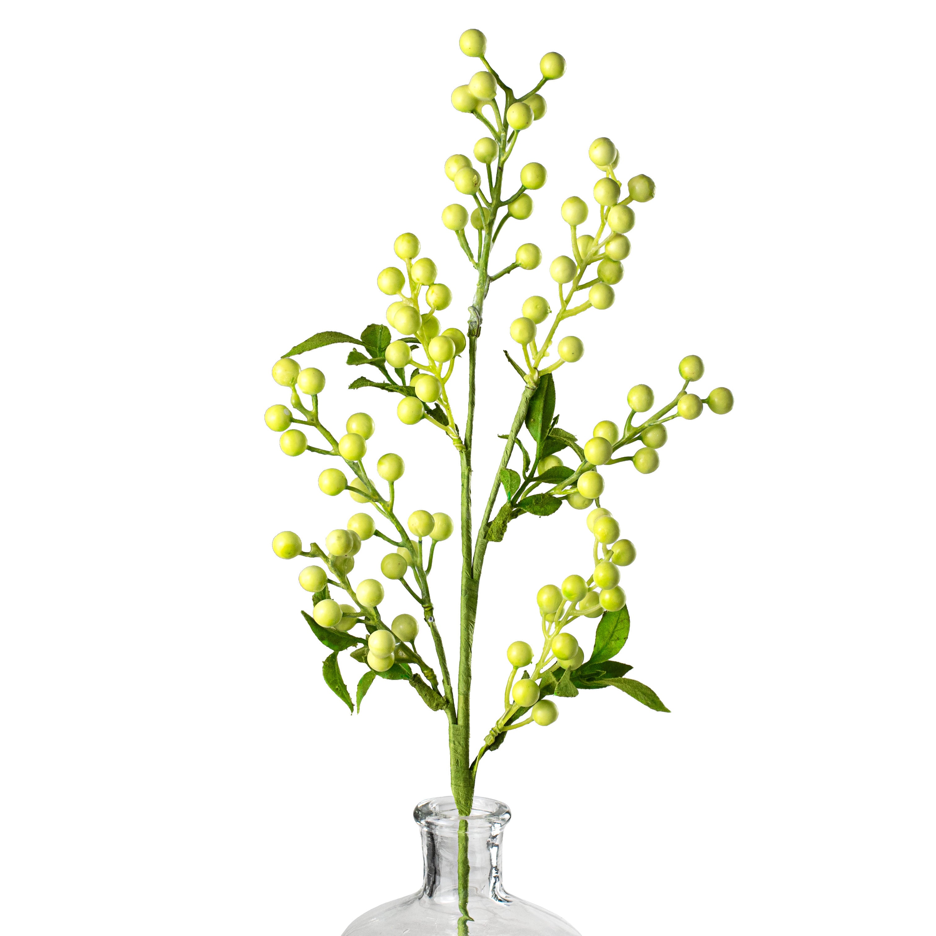 26" Berry Leaves Spray: Chartreuse Green
