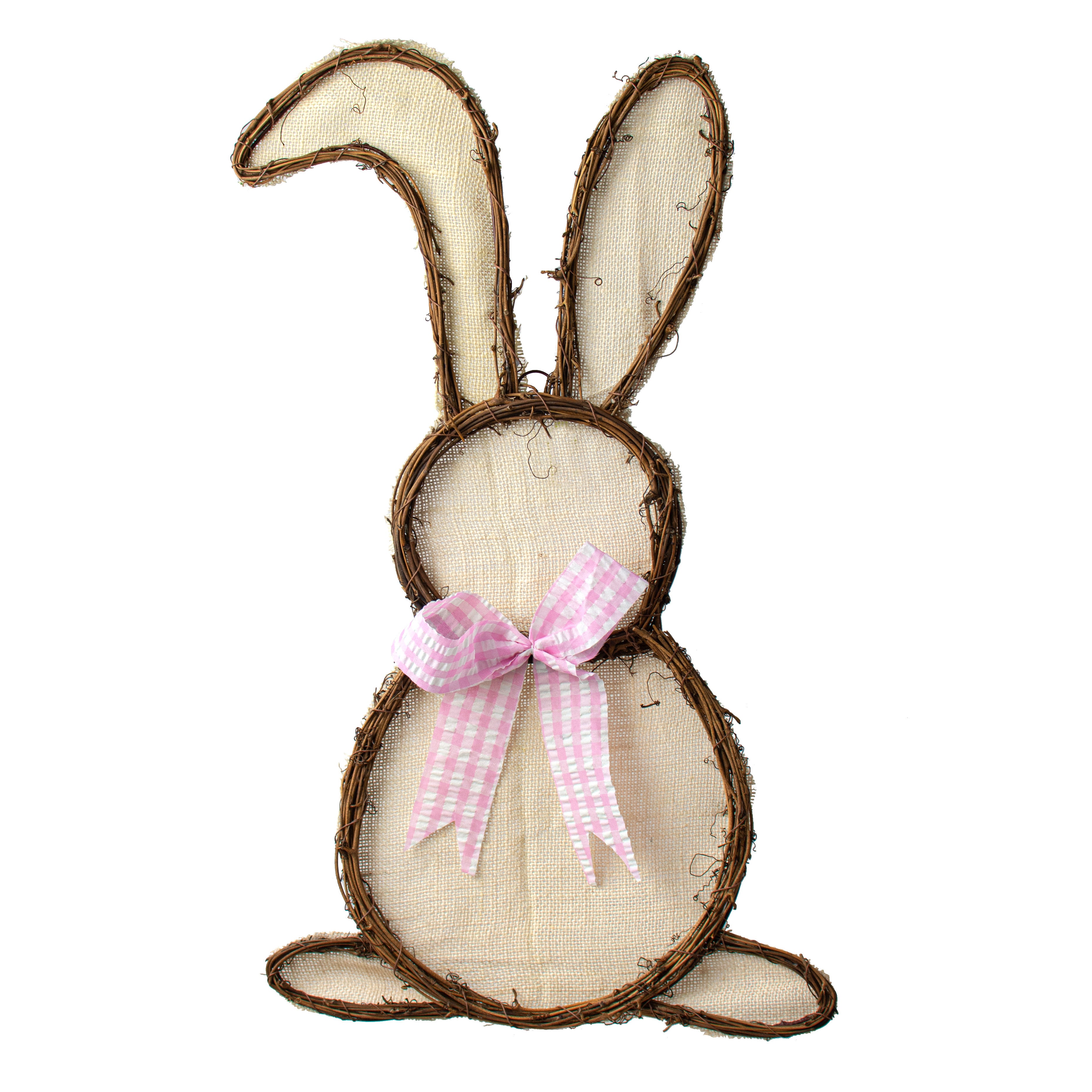 23" Burlap Bunny Twig Form: Cream
