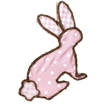 21" Grapevine Hanger: Pink Polka Dot Bunny Rabbit