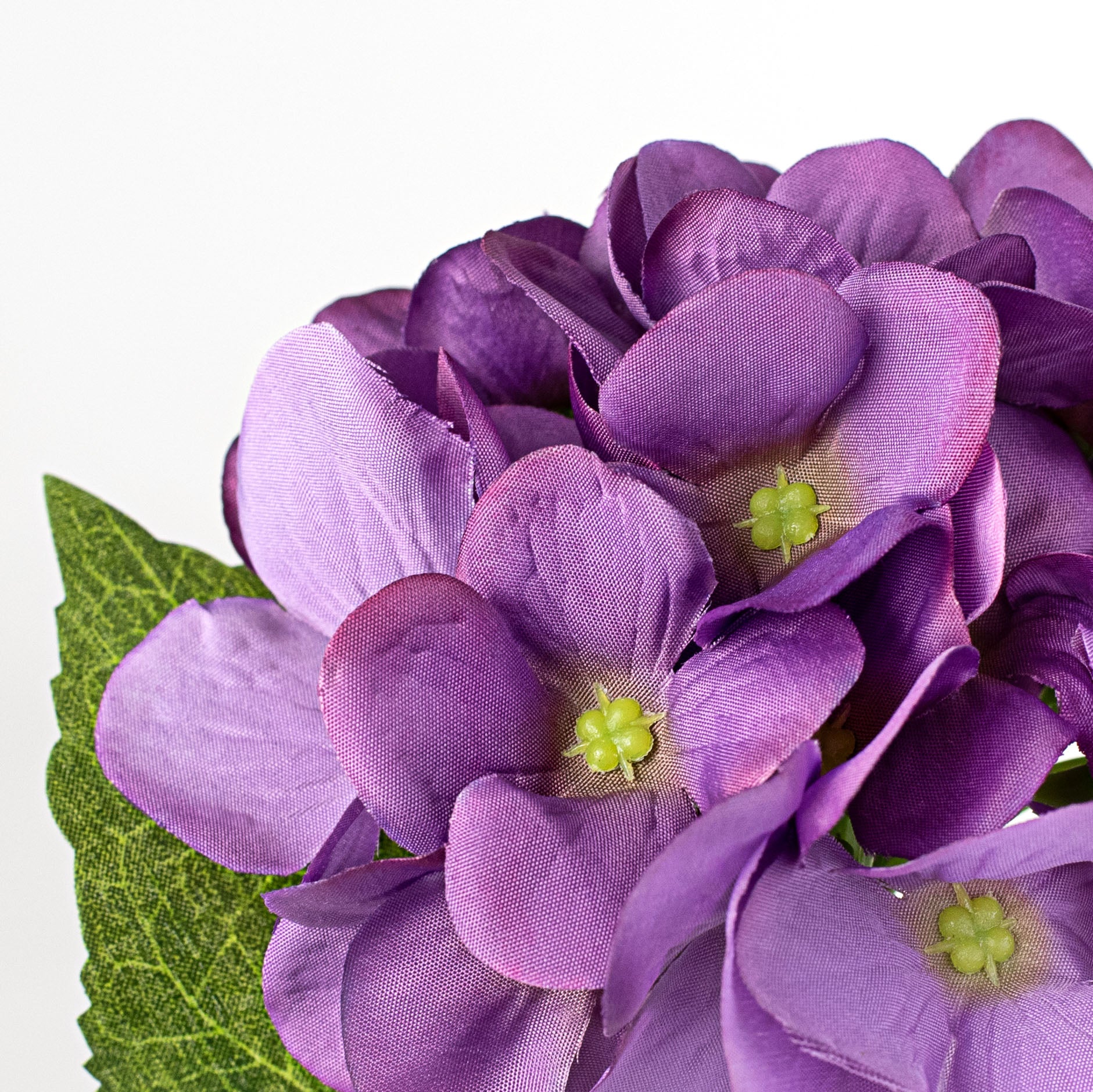 12" Silk Hydrangea Stem: Purple