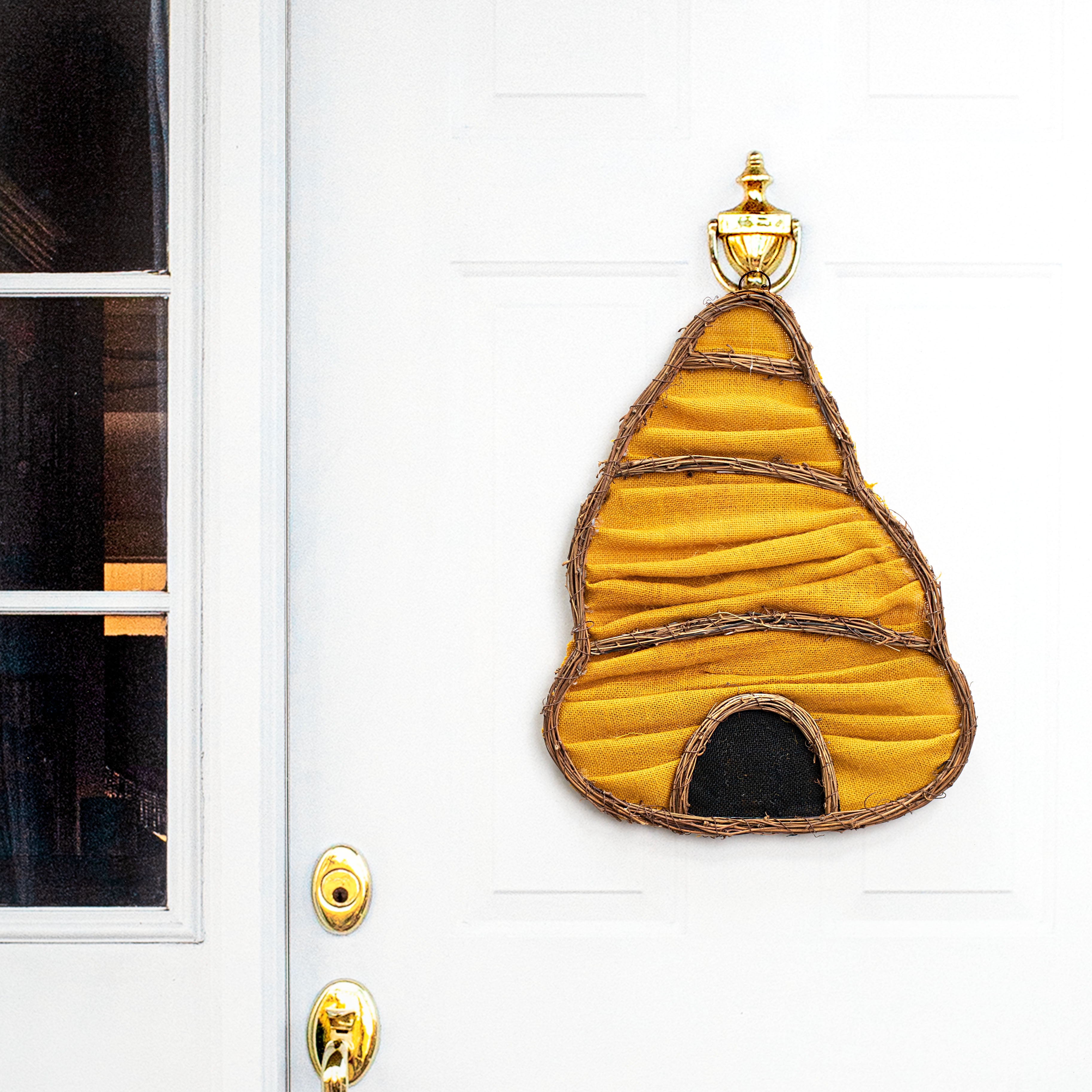 20" Layered Burlap Bee Hive Door Hanger