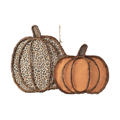 26" Grapevine Hanger: Leopard & Pumpkin Orange Pumpkins