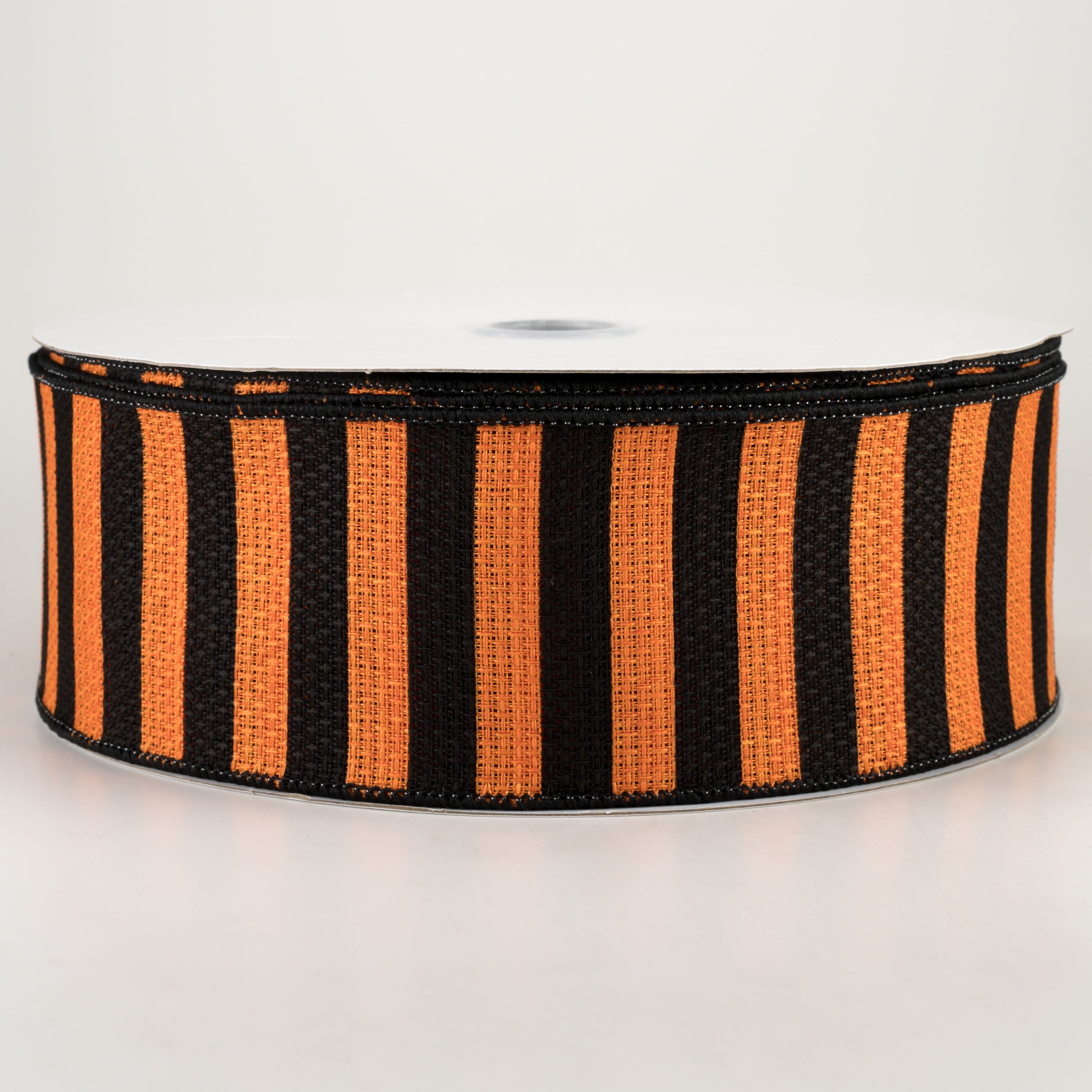 2.5" Horizontal Stripe Canvas Ribbon: Black & Orange (50 Yards)