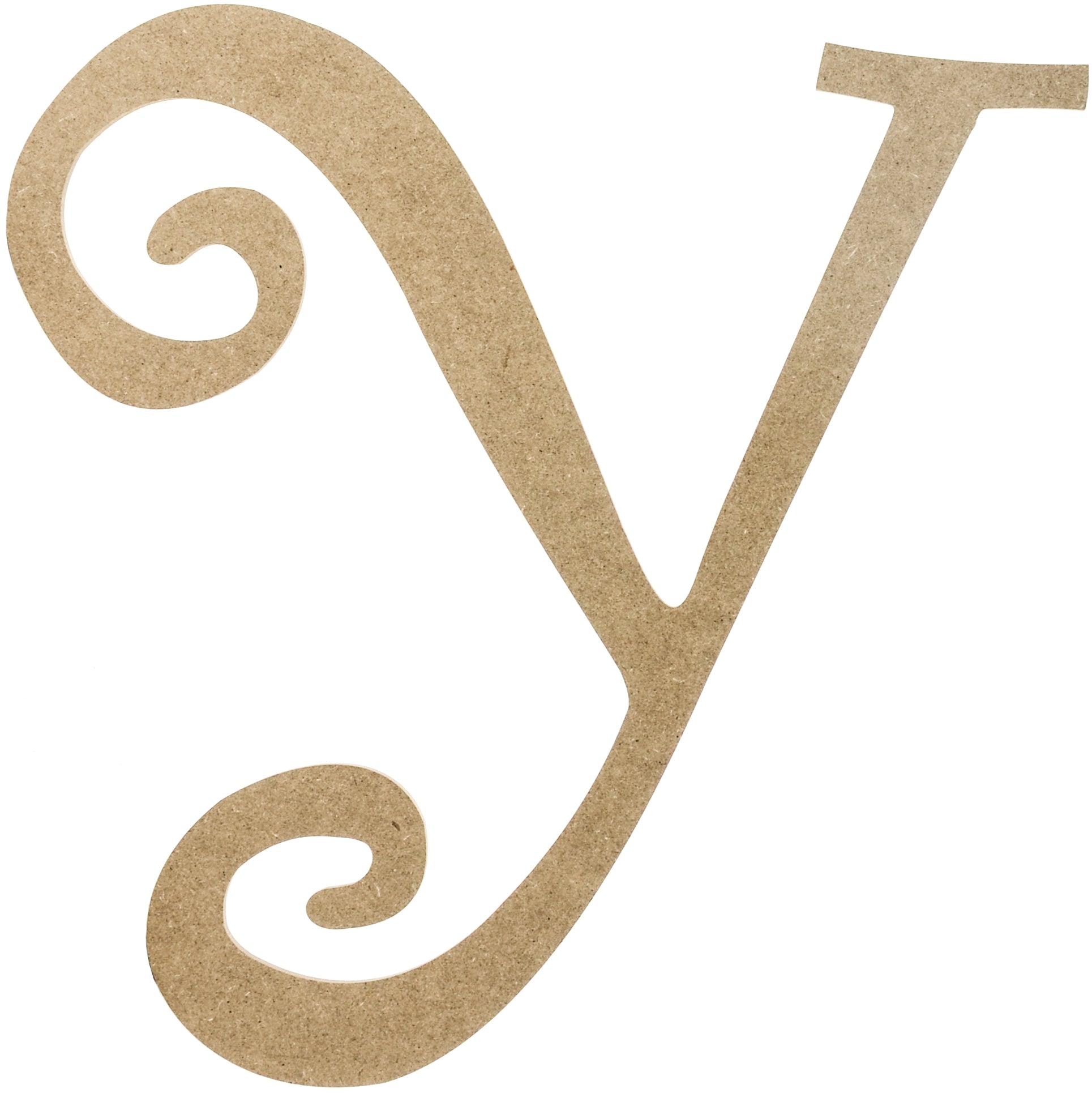 14" Decorative Wooden Curly Letter: Y