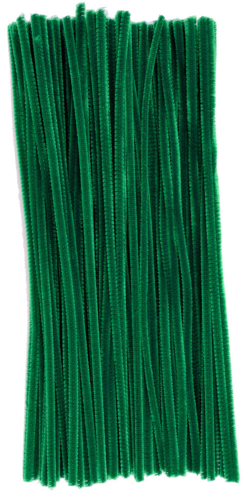 12" Pipe Cleaner Stems: 6mm Chenille Holiday Green (100)