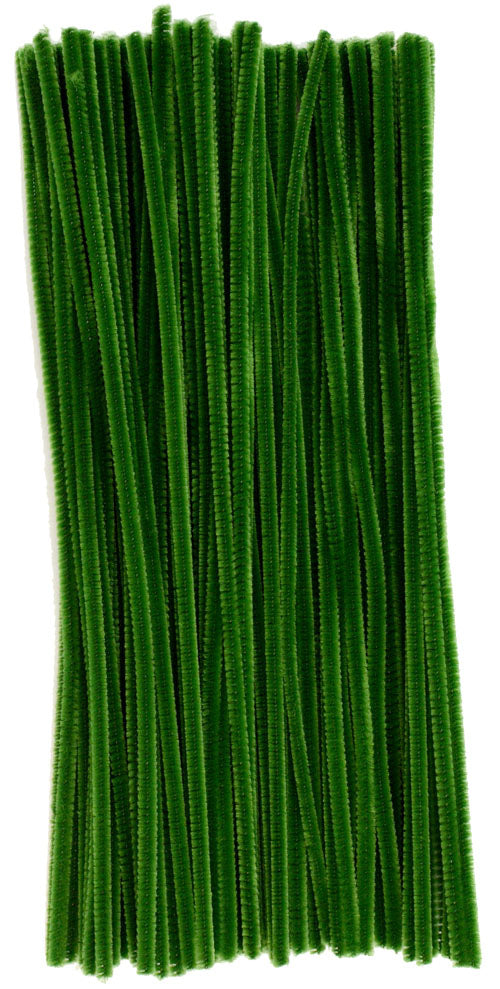 12" Pipe Cleaner Stems: 6mm Chenille Moss Green (100)