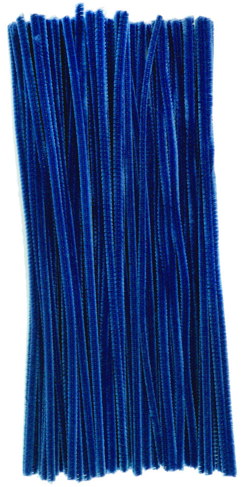 12" Pipe Cleaner Stems: 6mm Chenille Royal Blue (100)