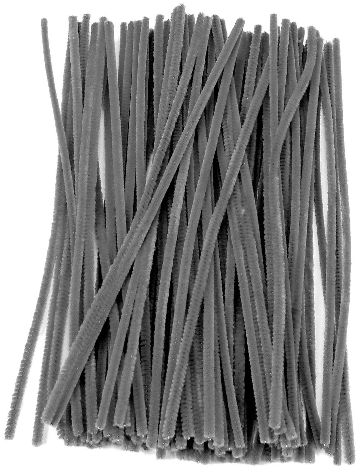 12" Pipe Cleaner Stems: 6mm Chenille Grey (100)