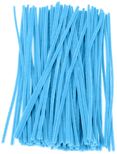 12" Pipe Cleaner Stems: 6mm Chenille Light Blue (100)