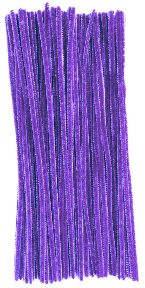 12" Pipe Cleaner Stems: 6mm Chenille Purple (100)