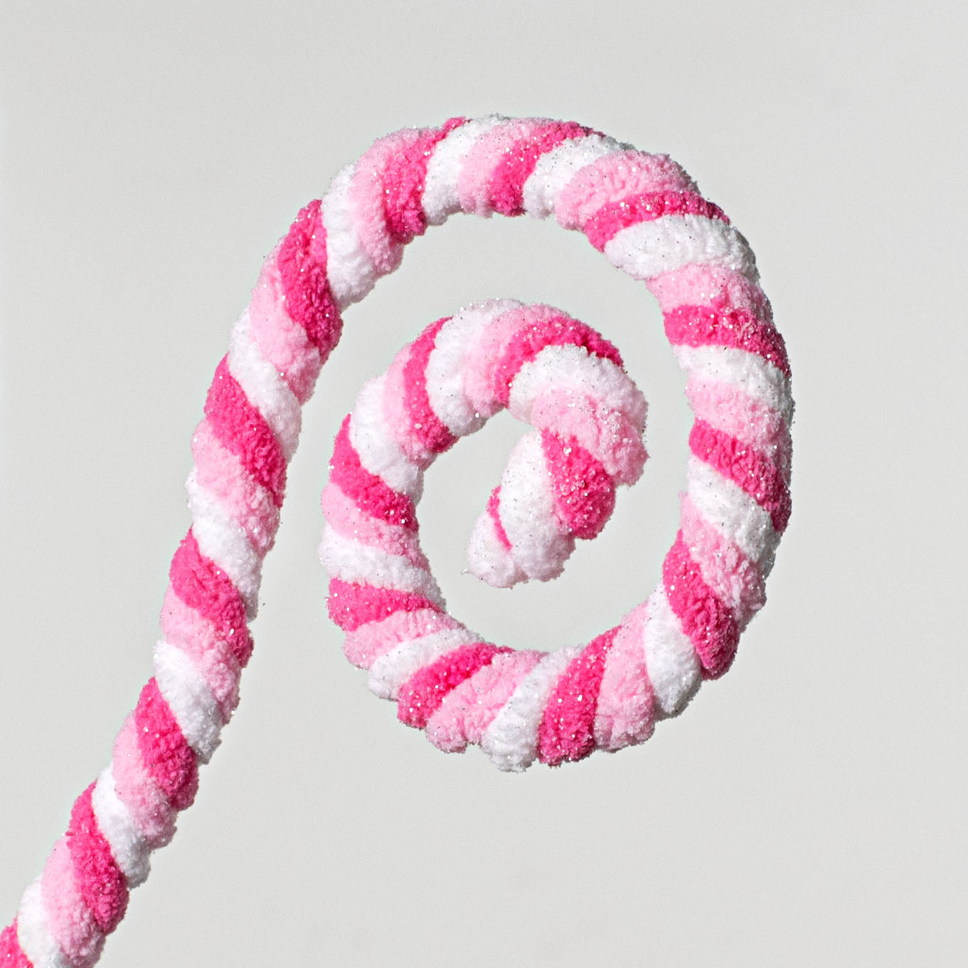 29" Chenille Spiral Curly Spray: Pink & White