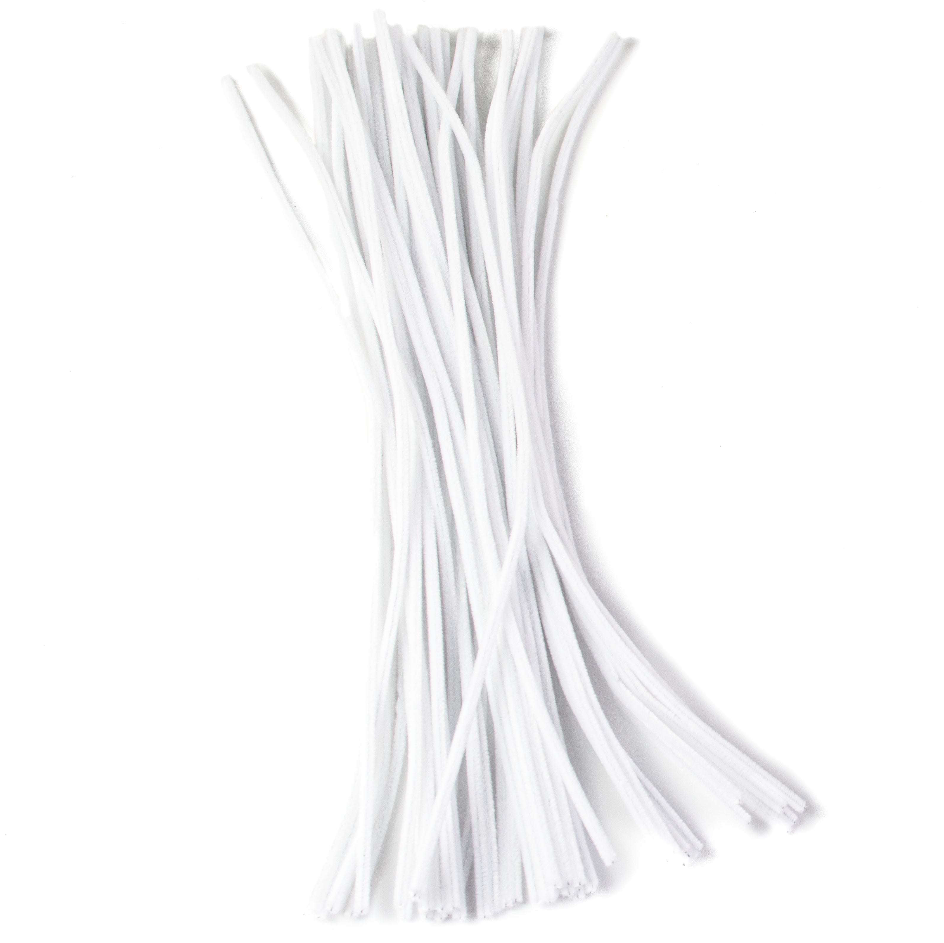 20" Pipe Cleaner Stems: 6mm Chenille White (50)