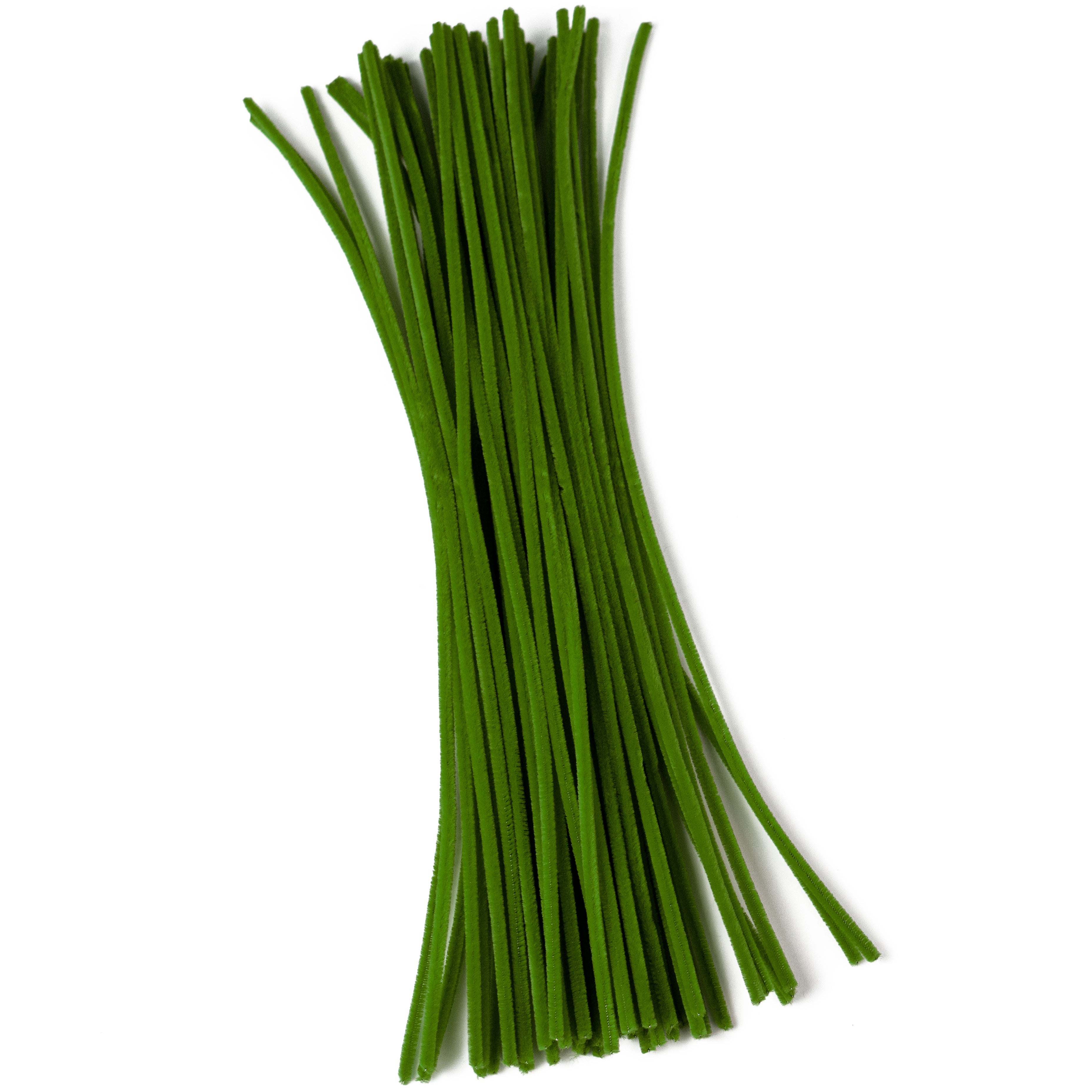 20" Pipe Cleaner Stems: 6mm Chenille Moss Green (50)