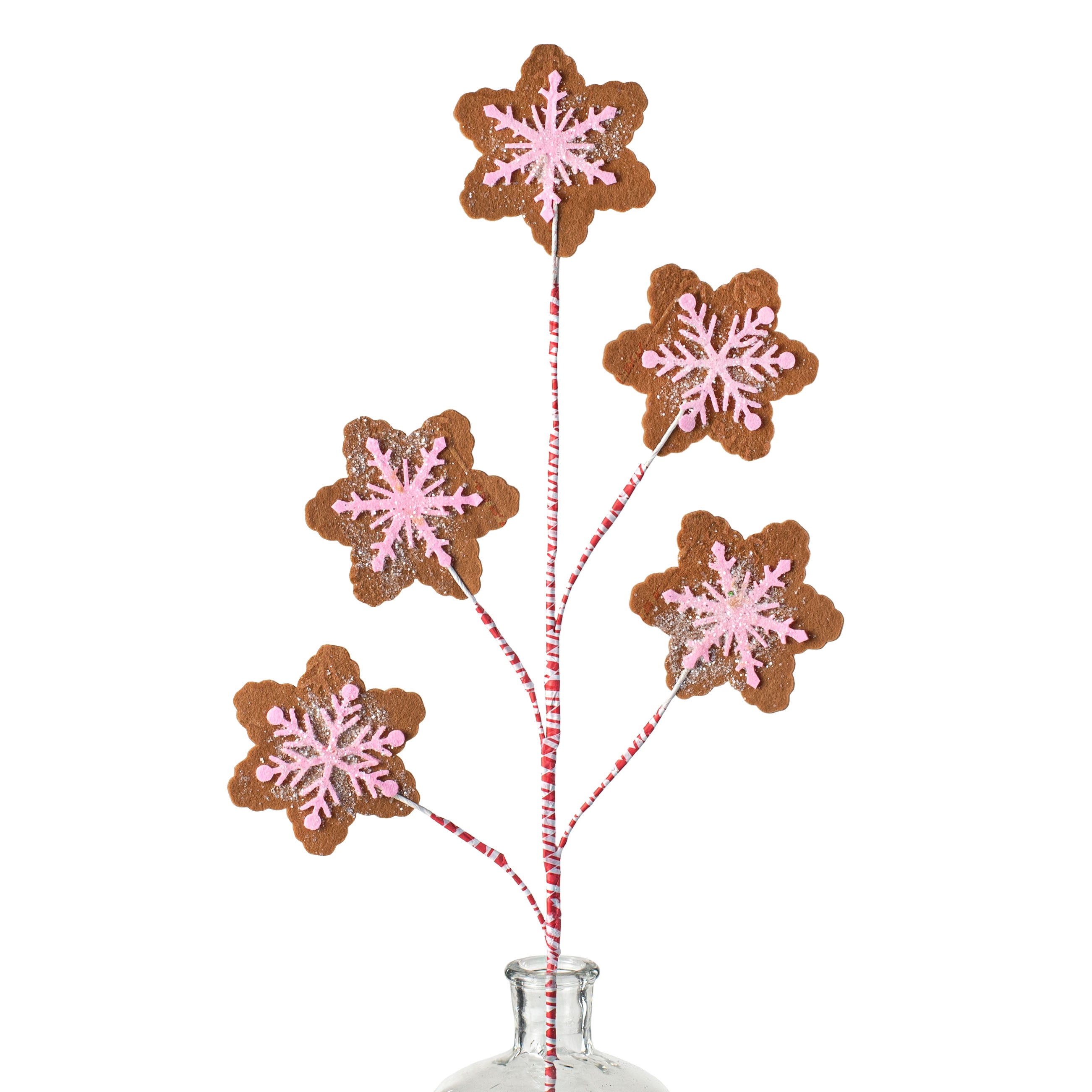 28" Snowflake Gingerbread Cookie Spray: Pink