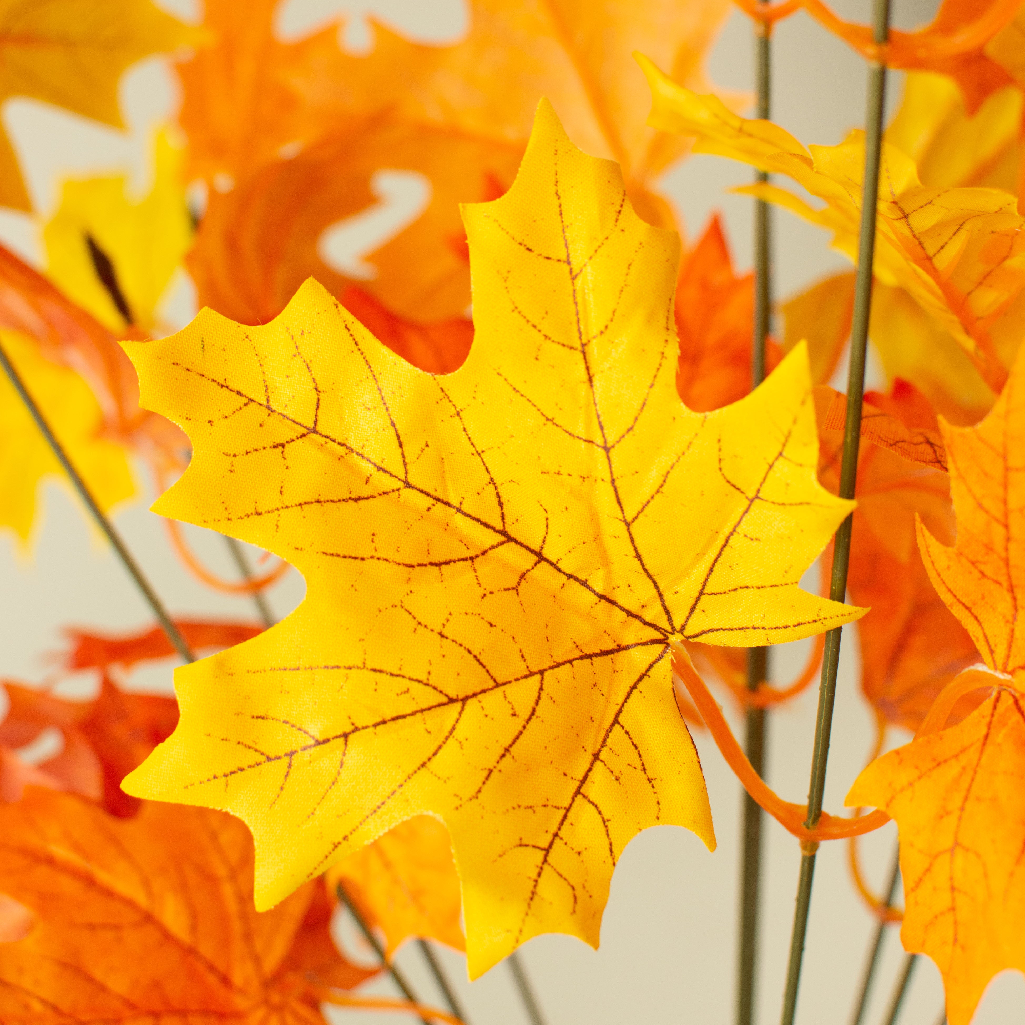 20" Maple Leaf Bush: Orange & Yellow