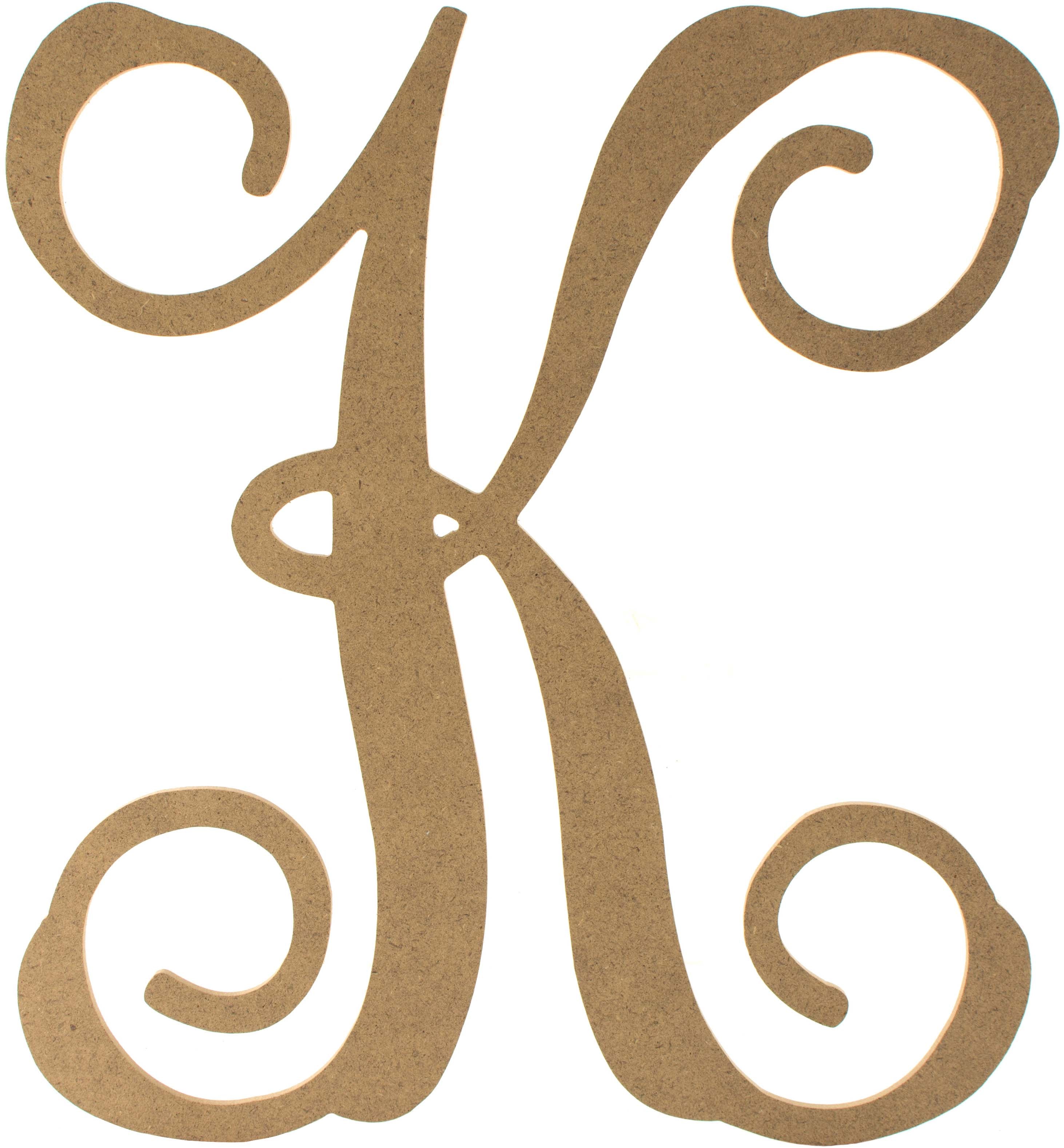12" Wood Letter Vine Monogram: K