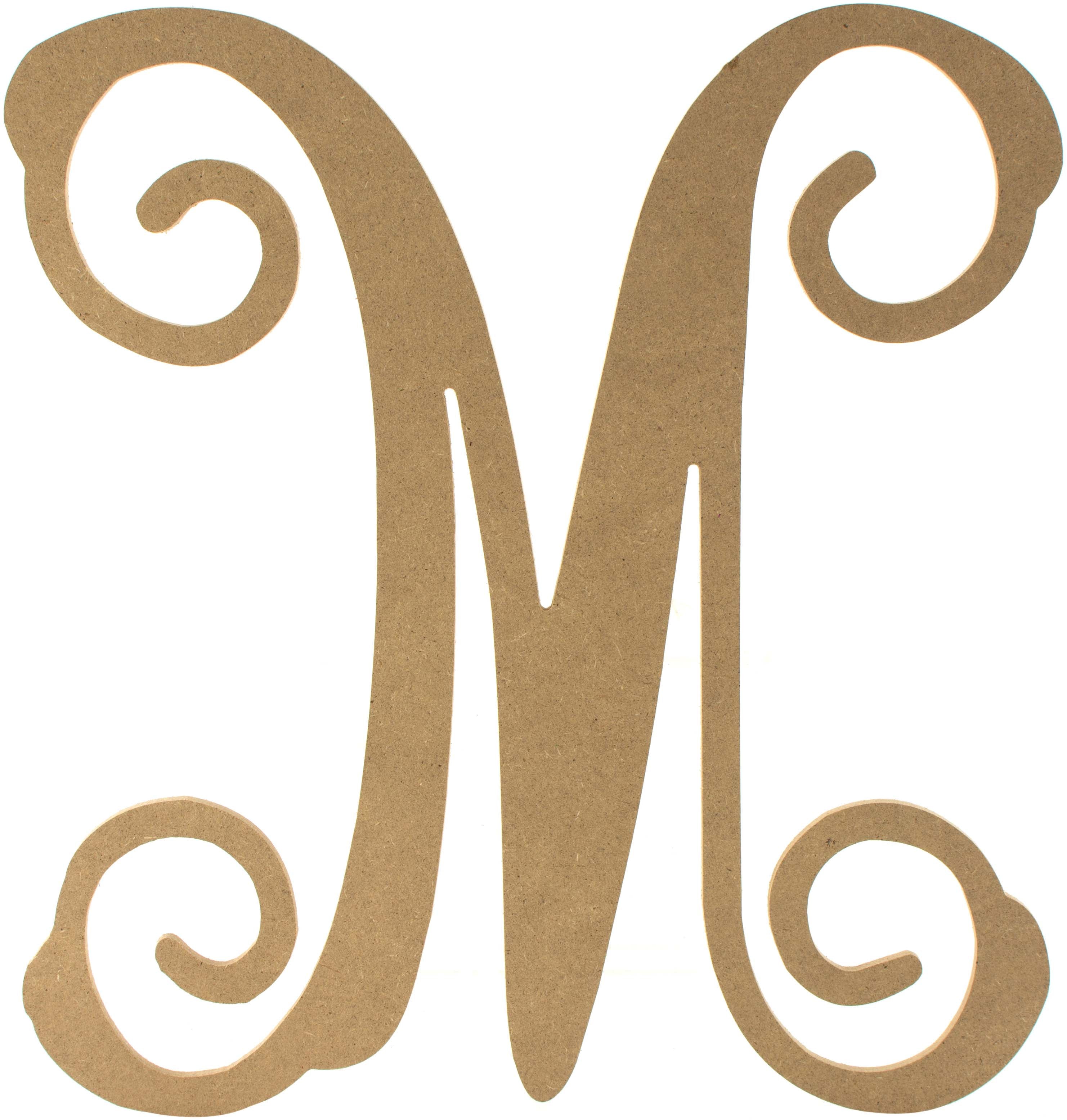 12" Wood Letter Vine Monogram: M