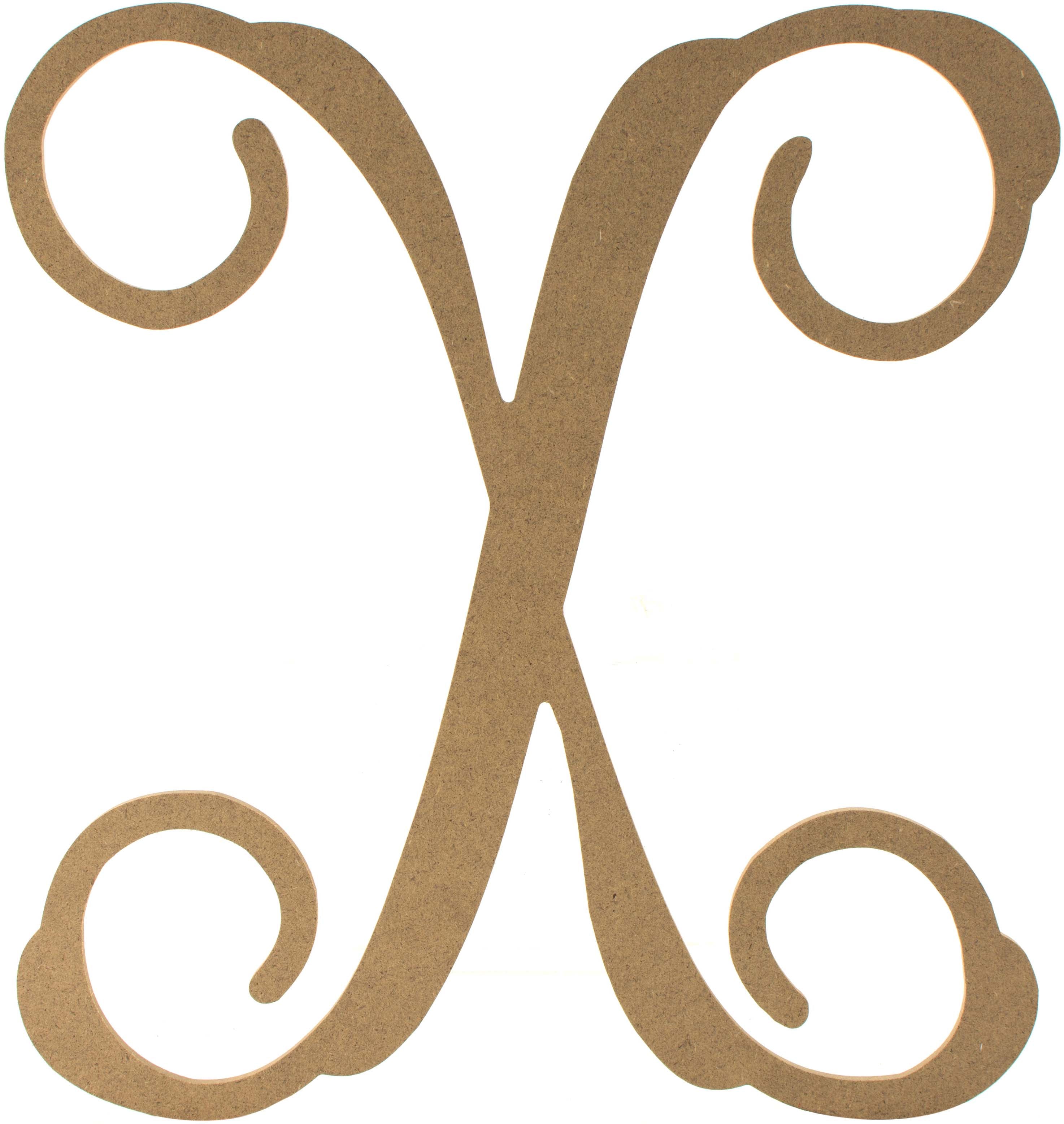 12" Wood Letter Vine Monogram: X