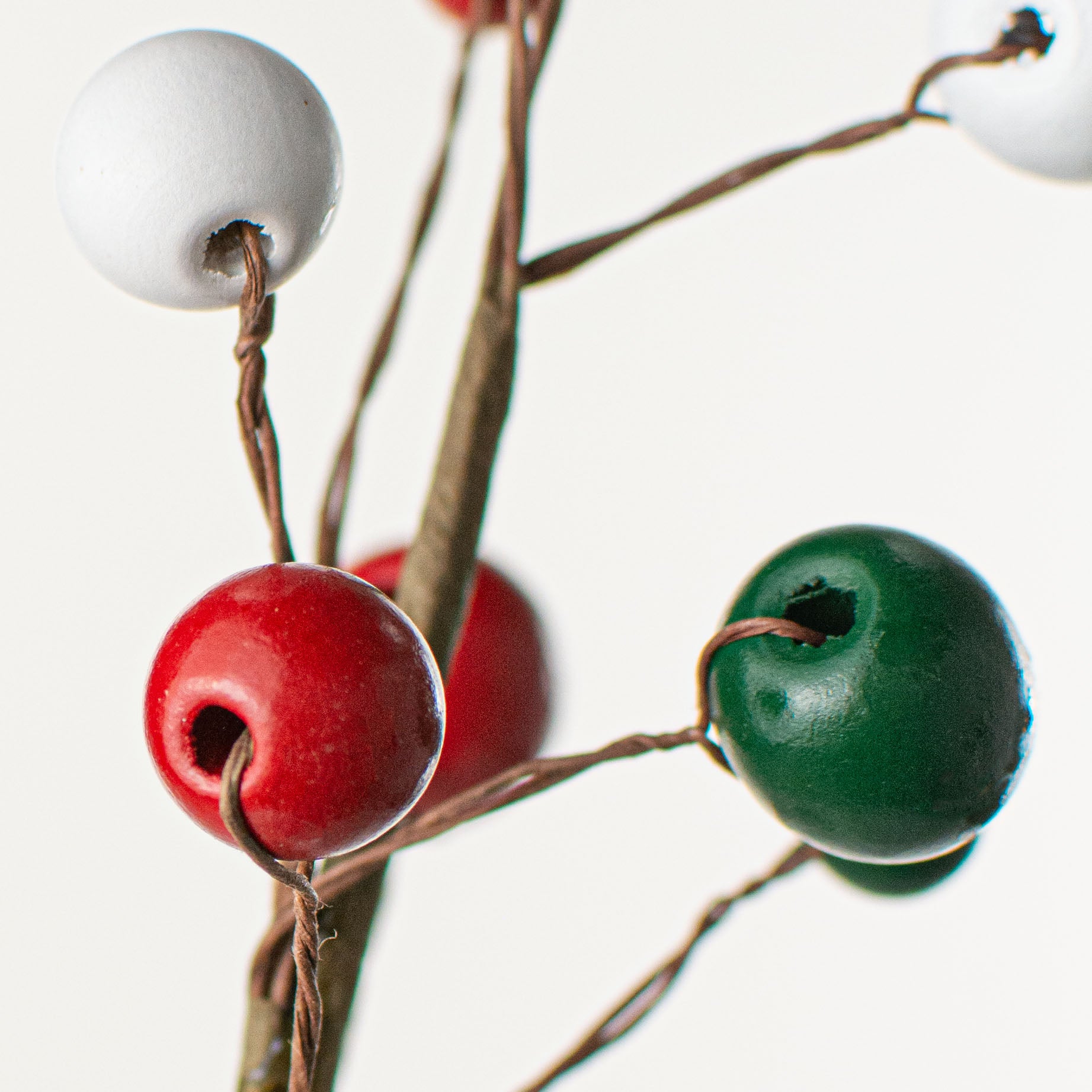 16" Wooden Bead Pick: Red, White, Green