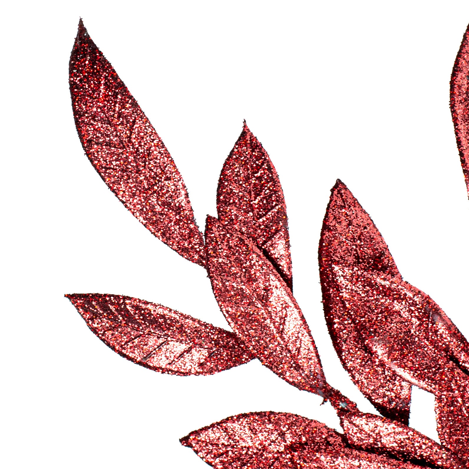 23" Bay Leaf Glitter Spray: Merlot Burgundy