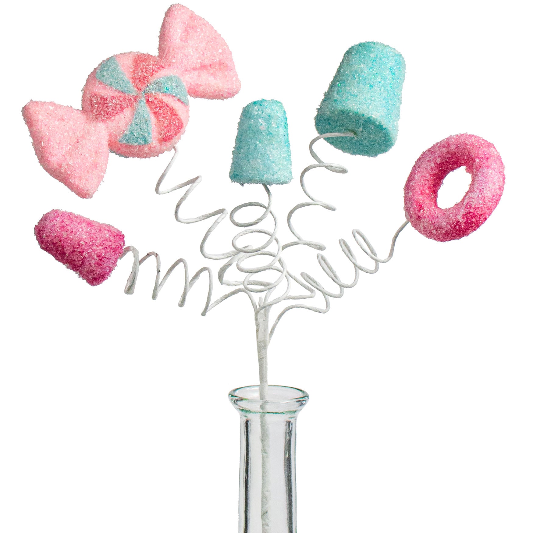 16" Gumdrop & Ring Candy Pick: Fuchsia, Pink, Blue