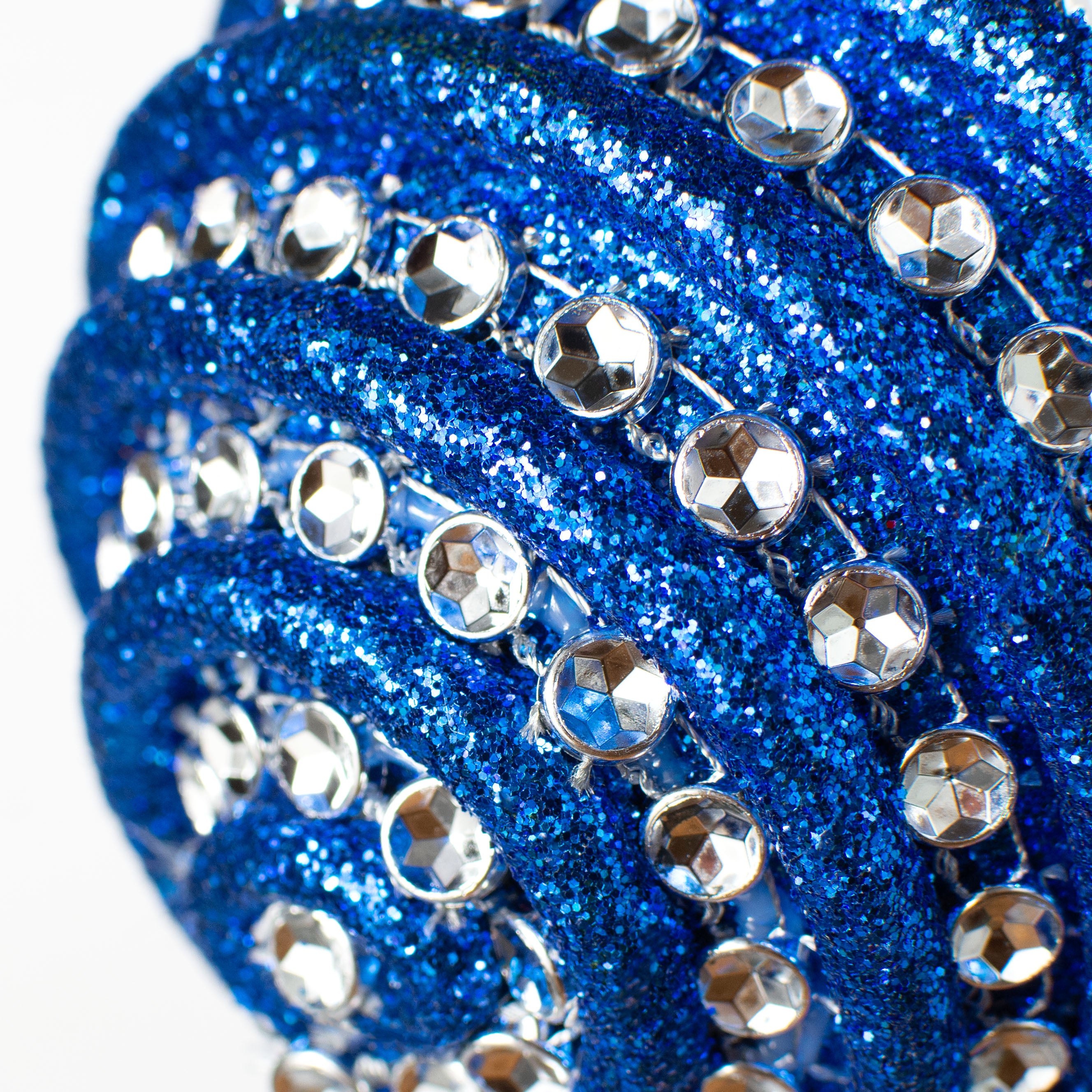 4" Jewel Ball Ornament: Blue & Silver (Box of 4)