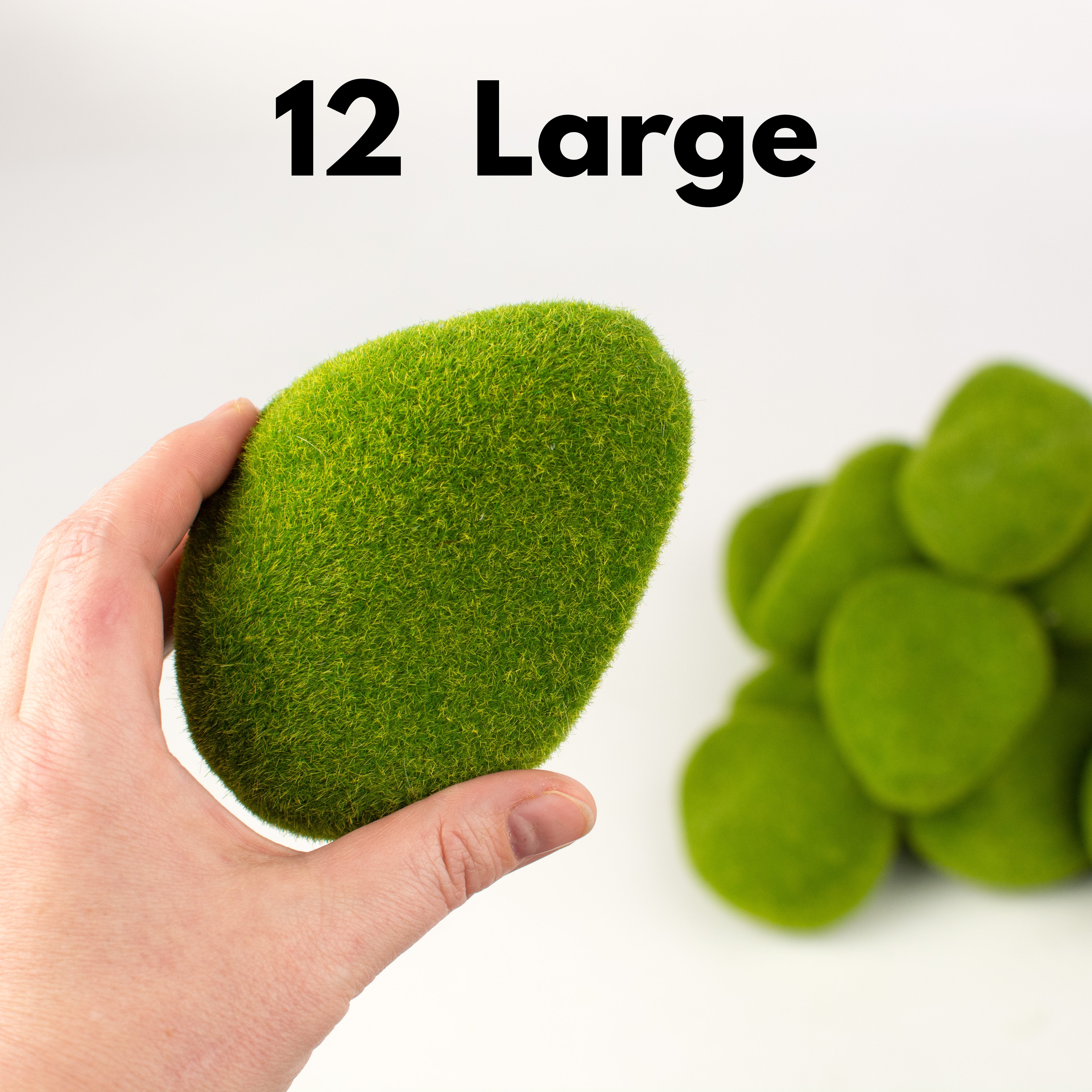 2.5"-4.5" Green Moss Covered Stones (3 Sizes, Bag of 36)